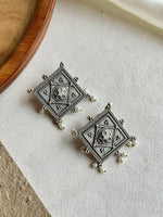 Load image into Gallery viewer, EESHA SILVER LOOKALIKE STUD EARRINGS
