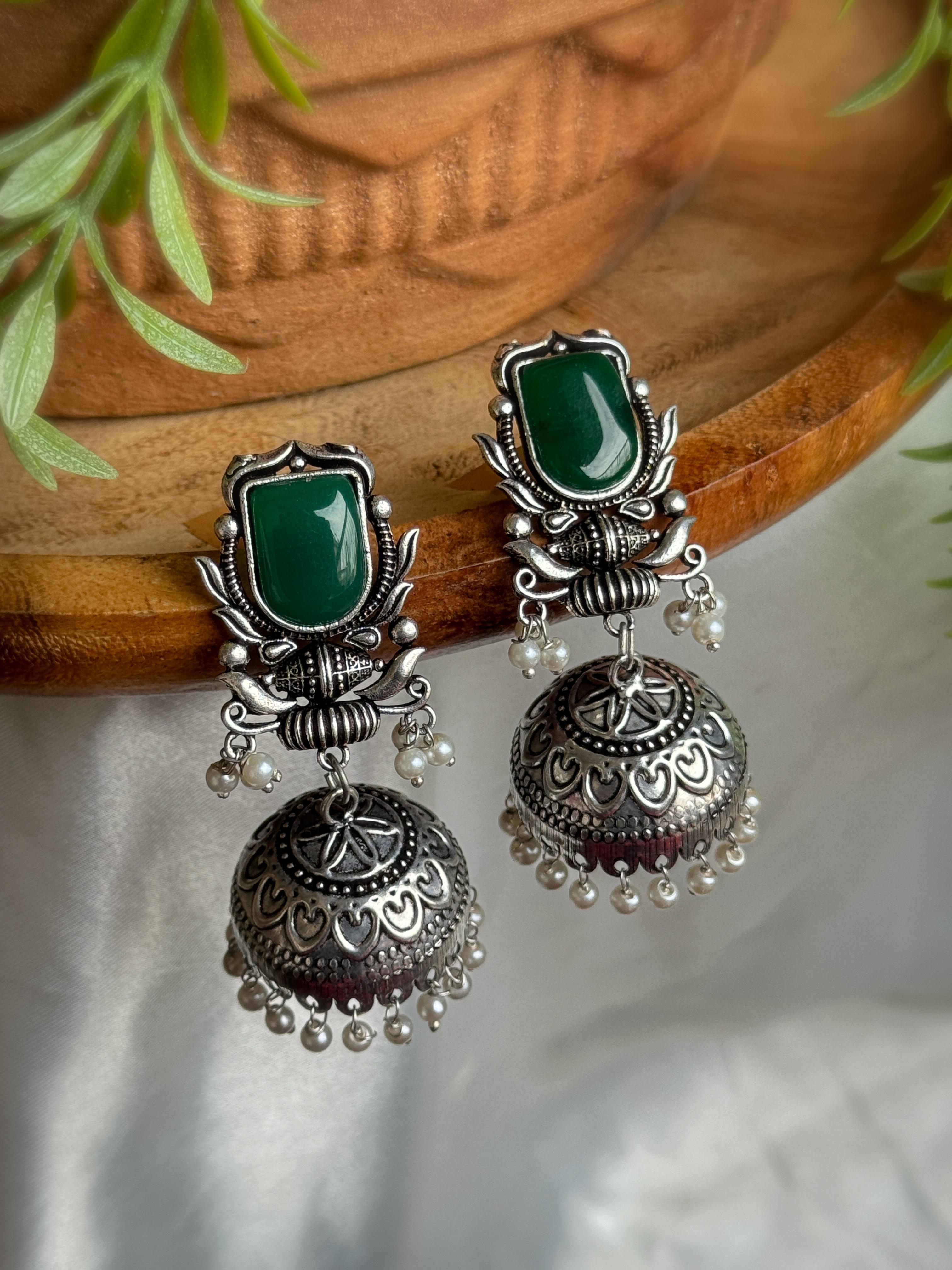 Ihana Oxidised Jhumka Earrings