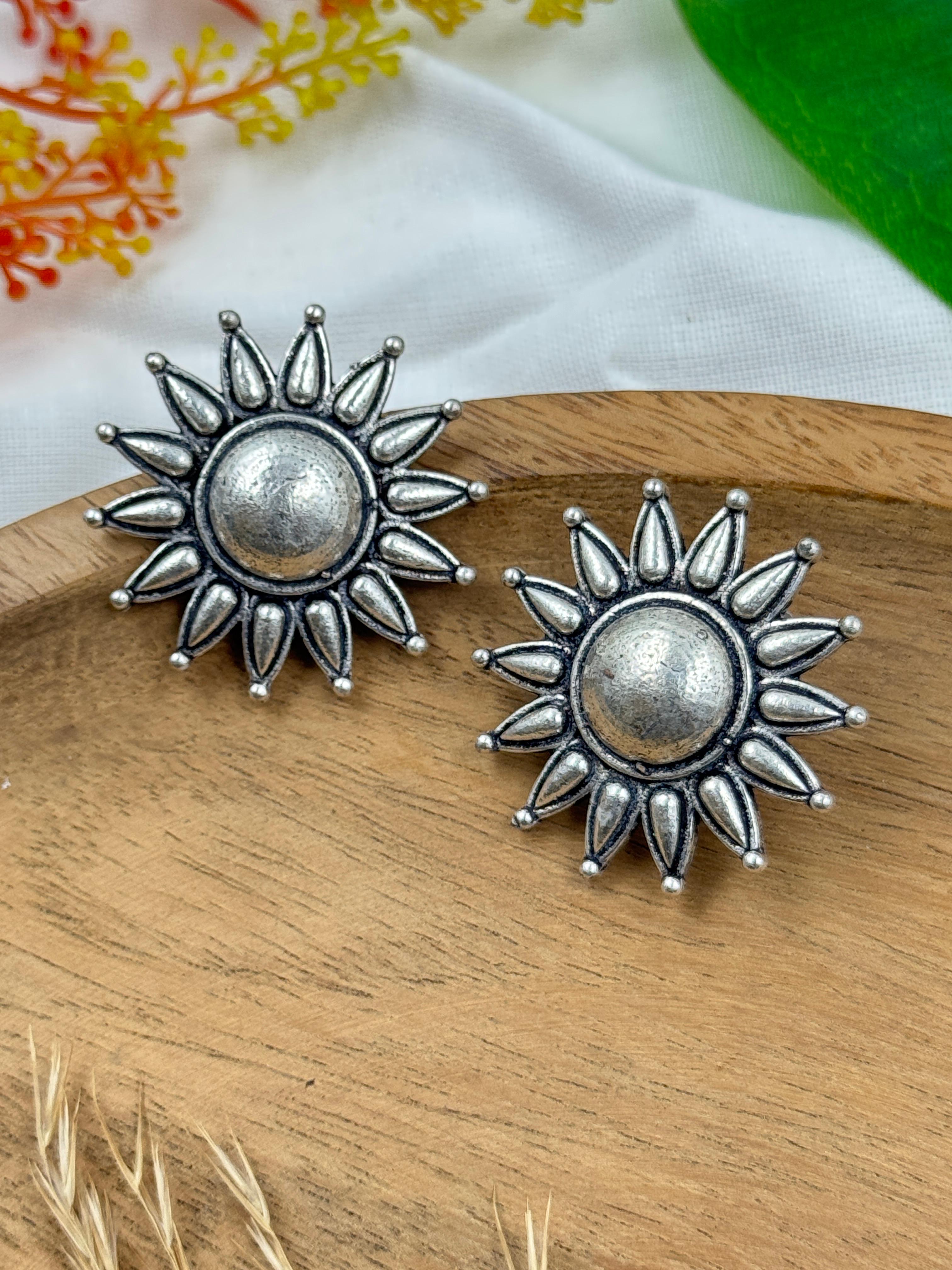 Mahi Silver Lookalike Stud Earrings