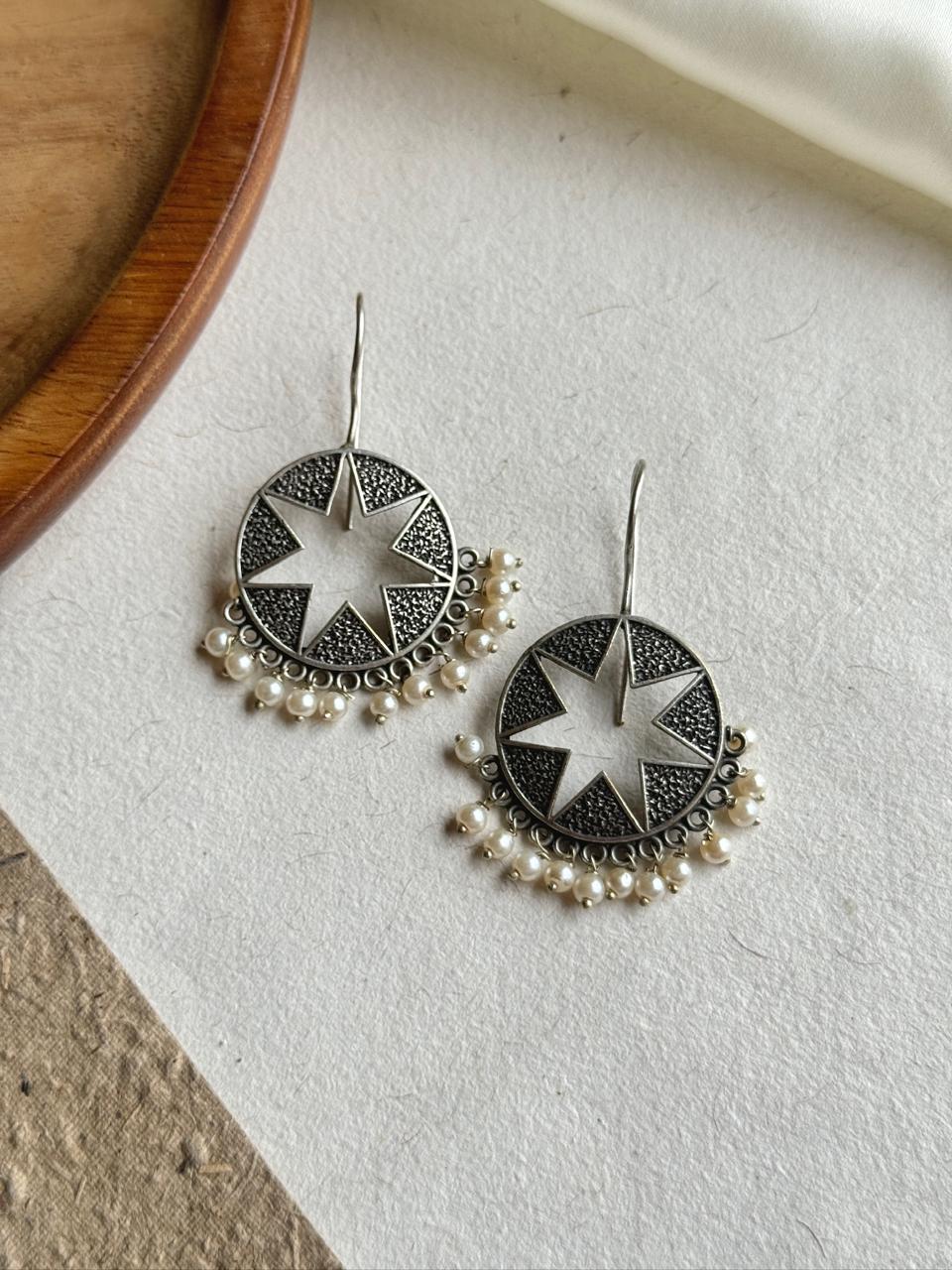 SITARA SILVER LOOKALIKE STUD EARRINGS