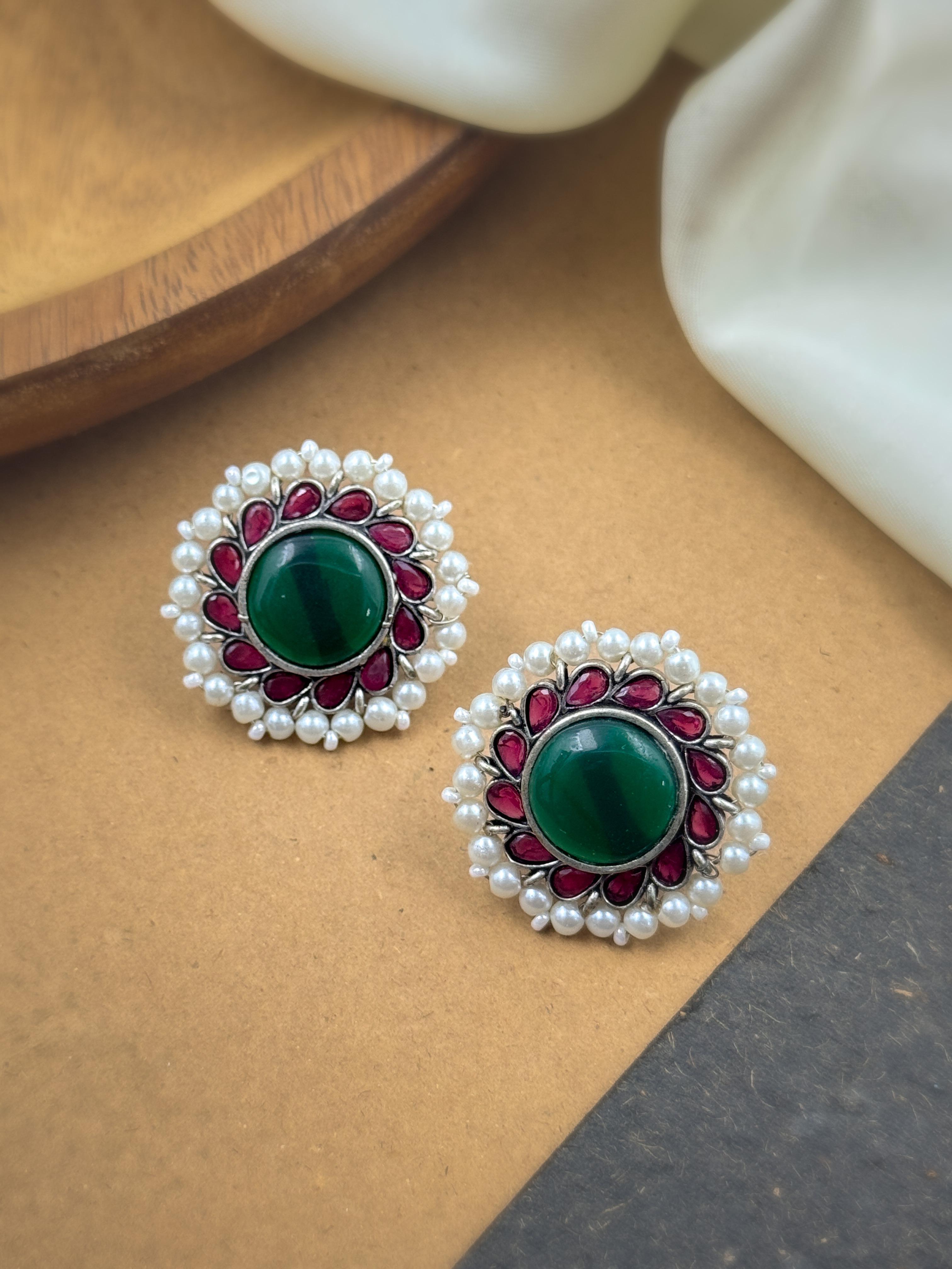 PARI OXIDISED STUD EARRINGS