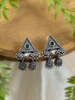 Load image into Gallery viewer, AADHYA OXIDISED STONE JHUMKA EARRINGS