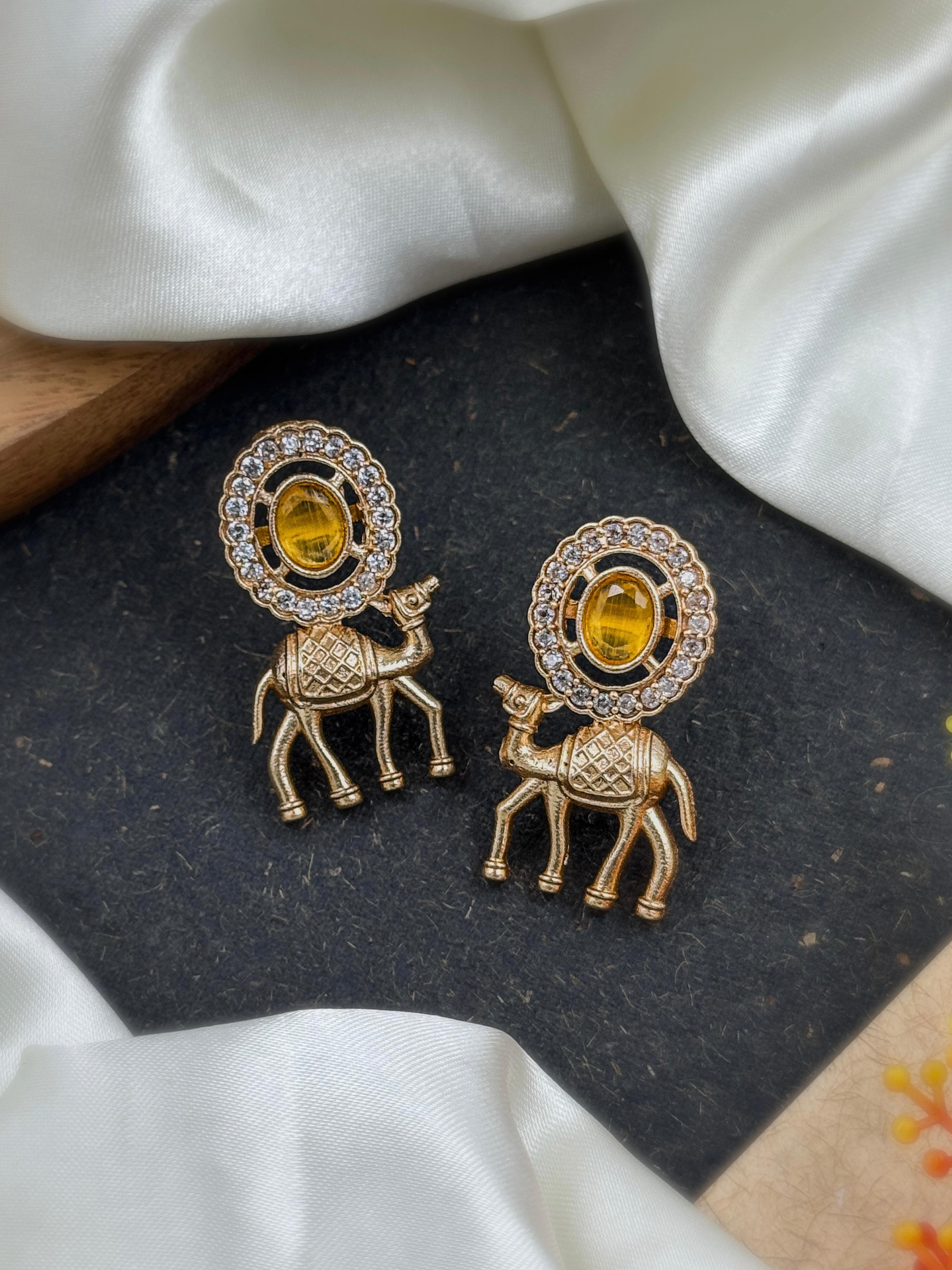 Rosegold Stone Stud Earrings