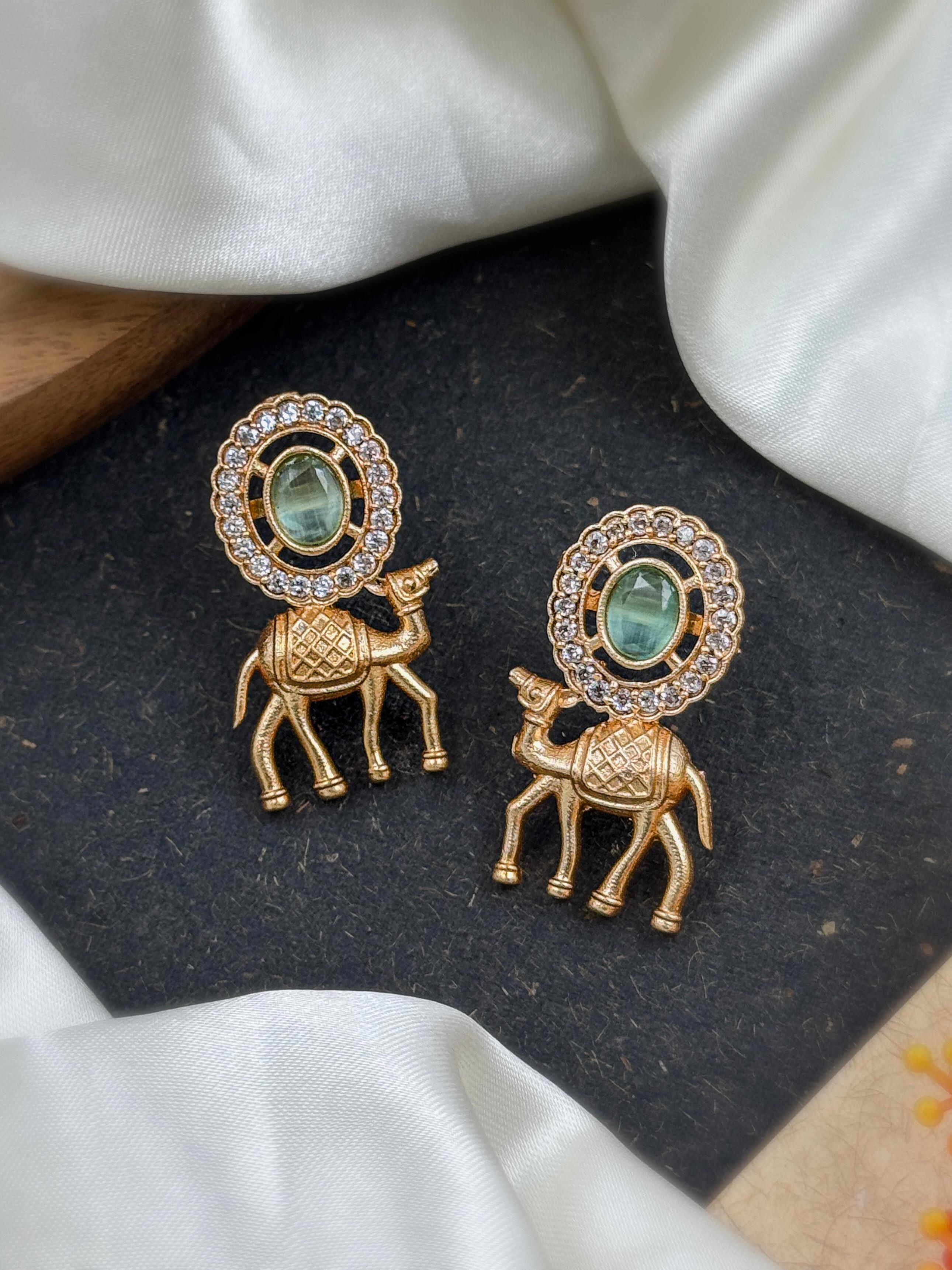 Rosegold Stone Stud Earrings