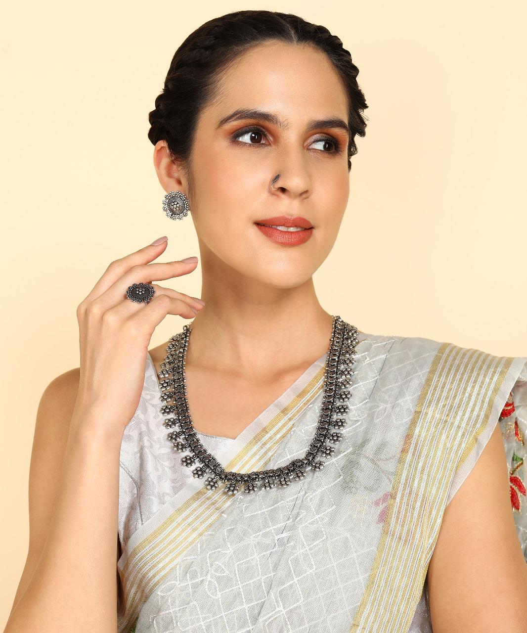 NAIRA SILVER OXIDISED JEWELLERY SET COMBO