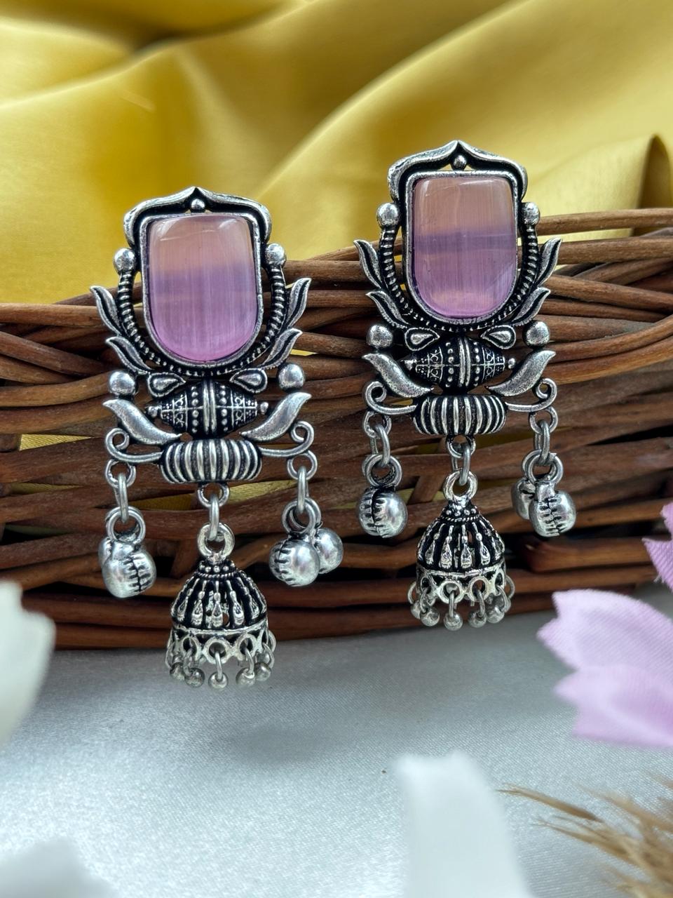RYANA OXIDISED JHUMKA EARRINGS