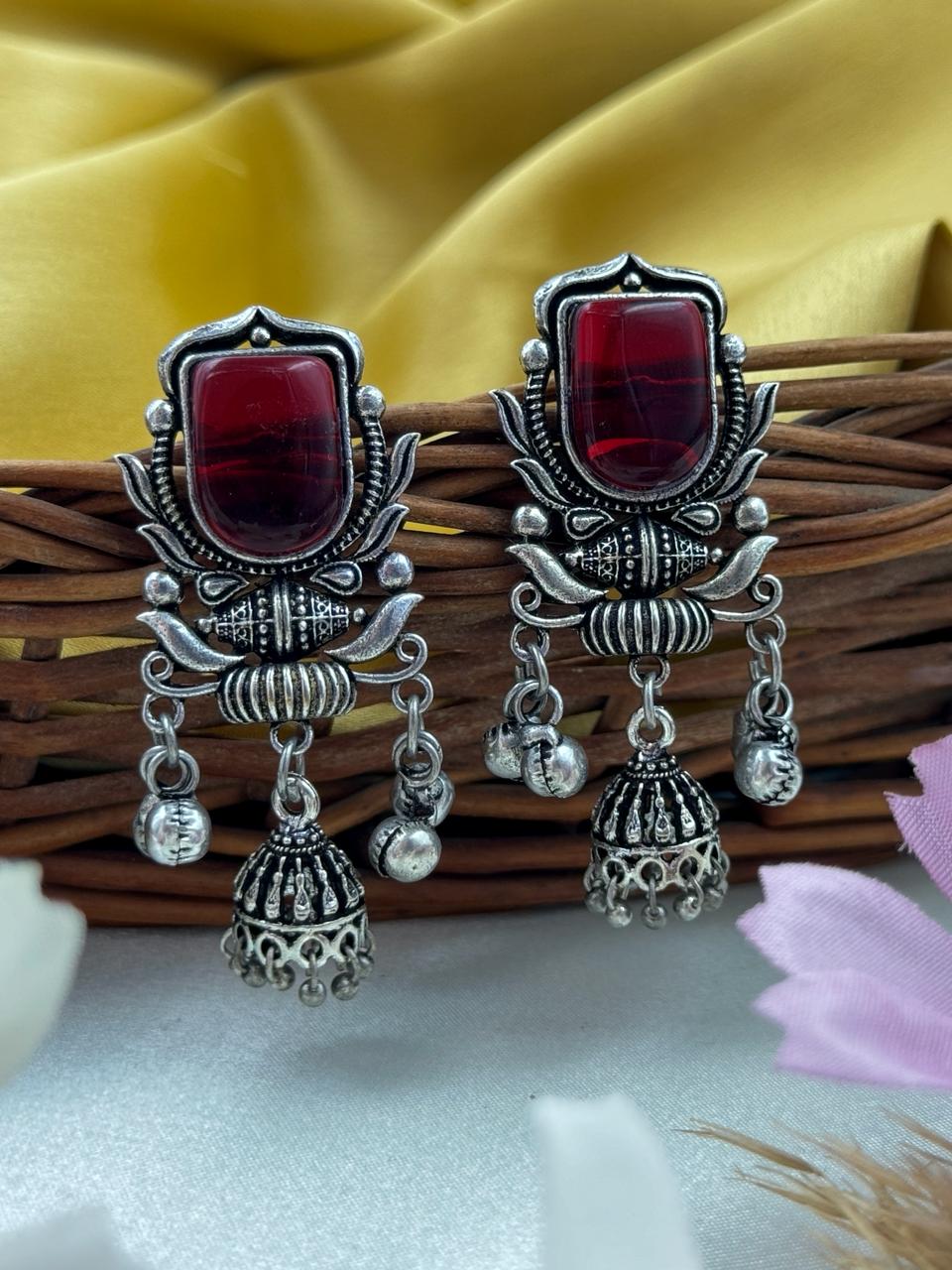 RYANA OXIDISED JHUMKA EARRINGS