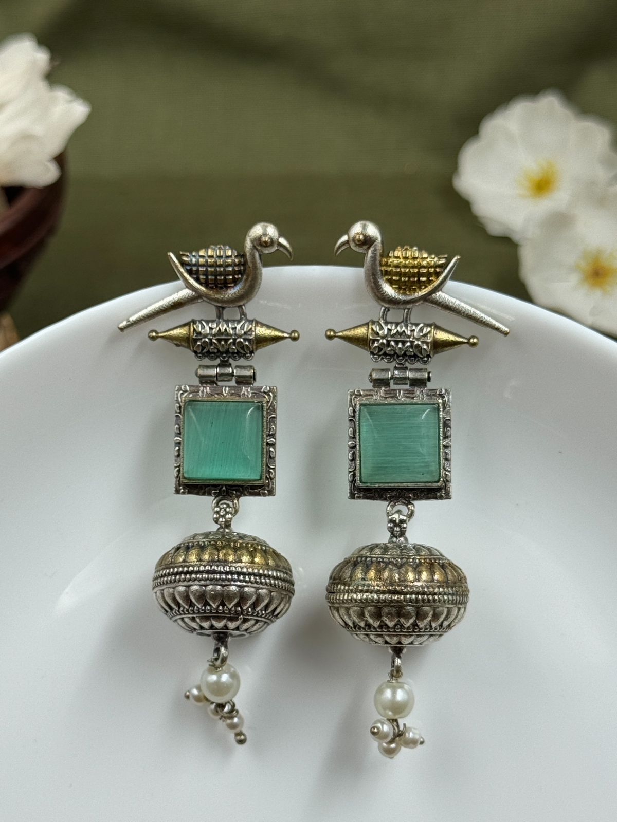 PANKHI DUAL-TONE DANGLER EARRINGS