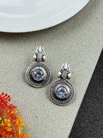 Load image into Gallery viewer, CHARU SILVER LOOKALIKE STONE STUD EARRINGS