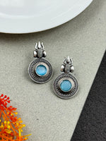 Load image into Gallery viewer, CHARU SILVER LOOKALIKE STONE STUD EARRINGS