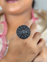 Load image into Gallery viewer, BHAKTI DESIGNER OXIDISED SILVER RING
