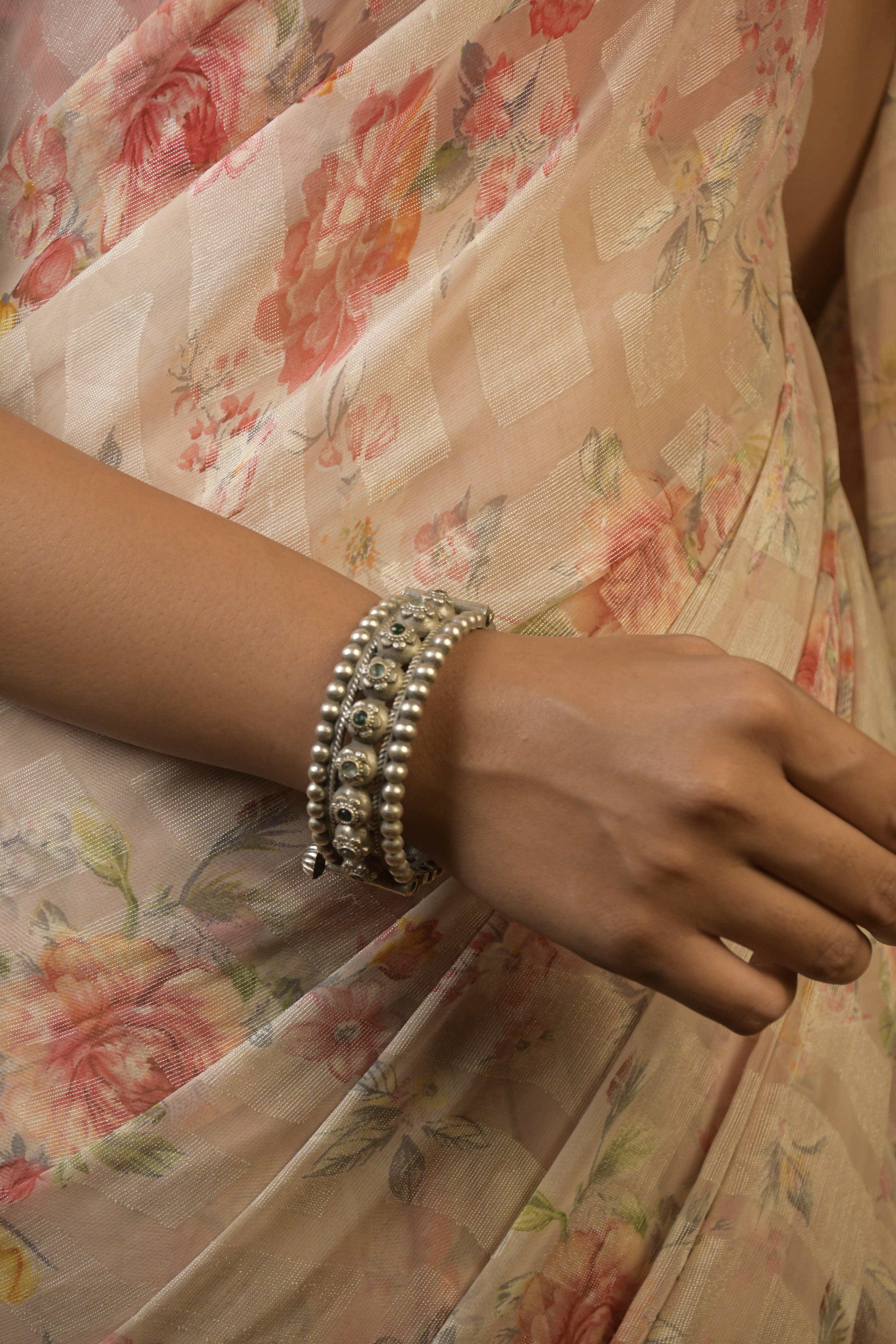 Reva Silver Lookalike Stone Bangles