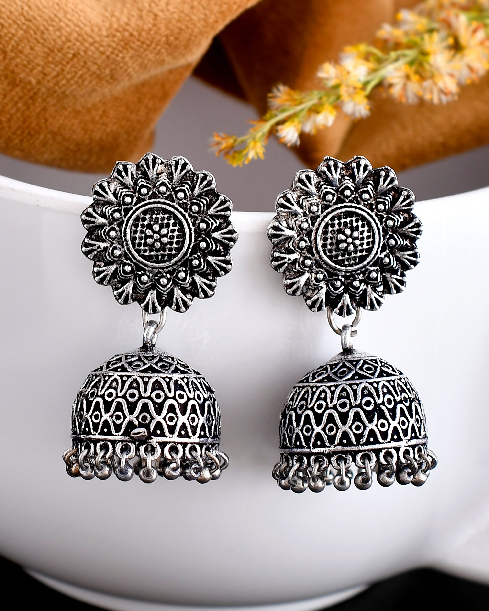 AYESHA 2 LINE OXIDISED NECKLACE WITH PENDANT JEWELLERY SET