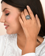 Load image into Gallery viewer, SAAVI DESIGNER OXIDISED SILVER RING