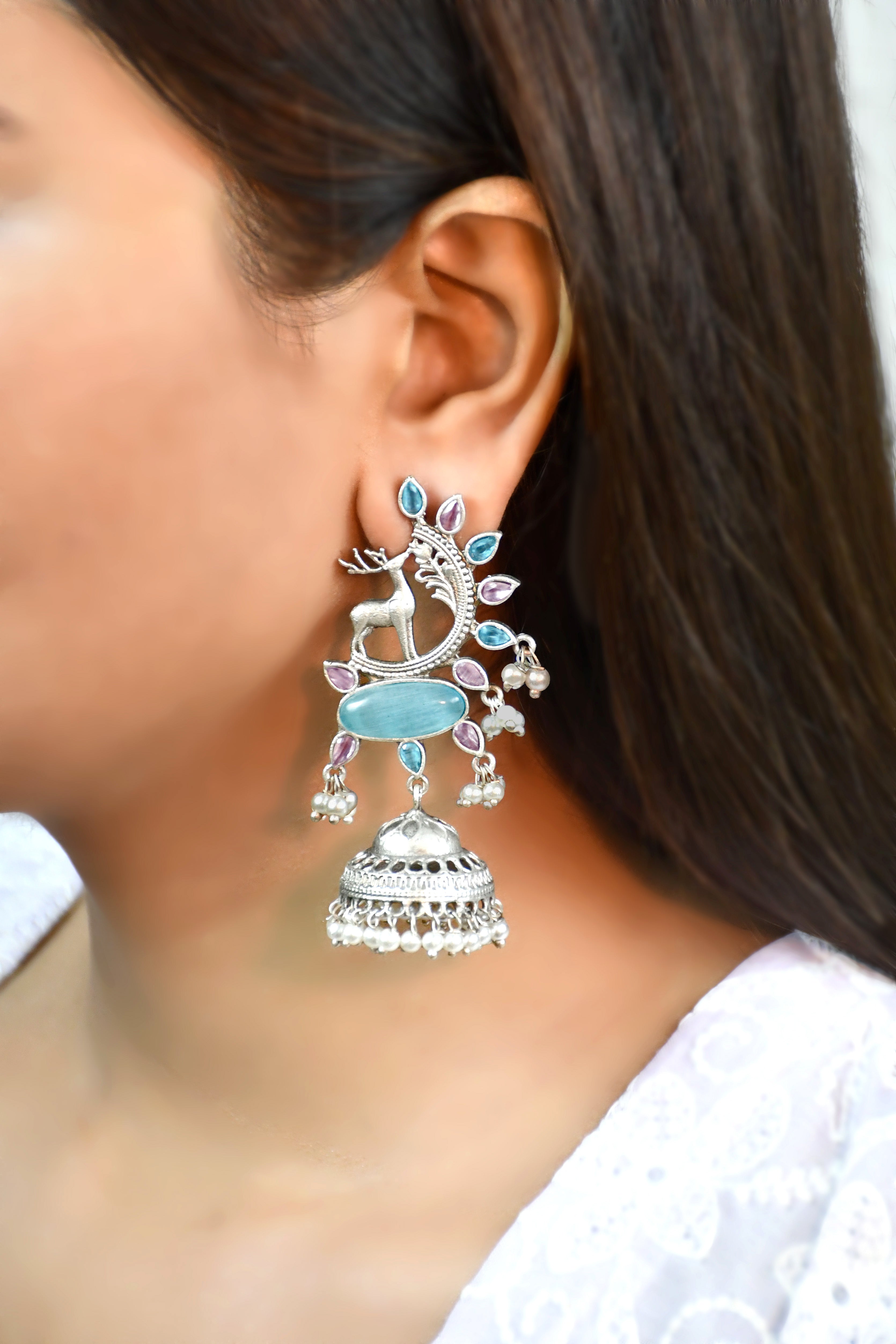 AAIRA OXIDISED JHUMKA EARRINGS