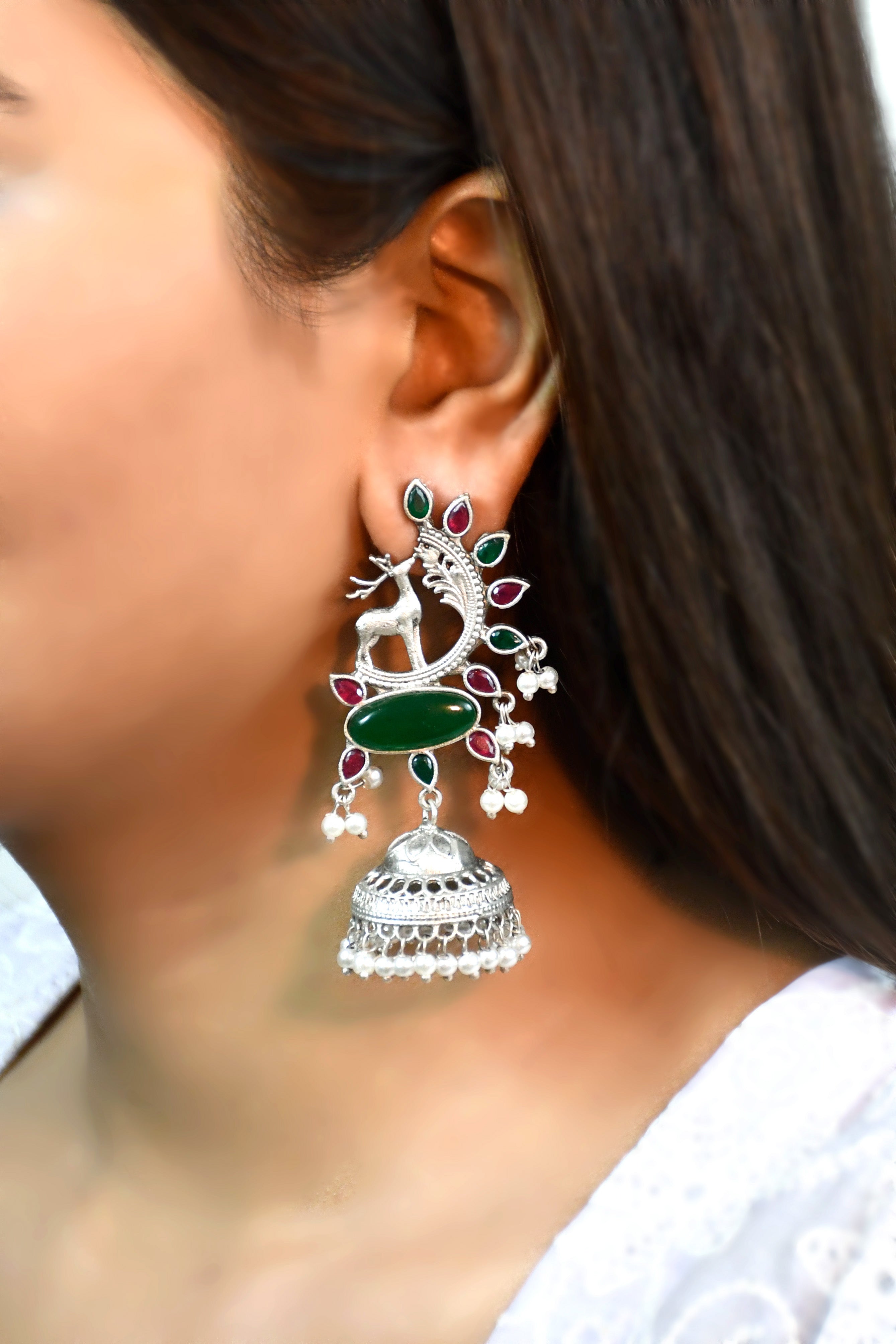 AAIRA OXIDISED JHUMKA EARRINGS