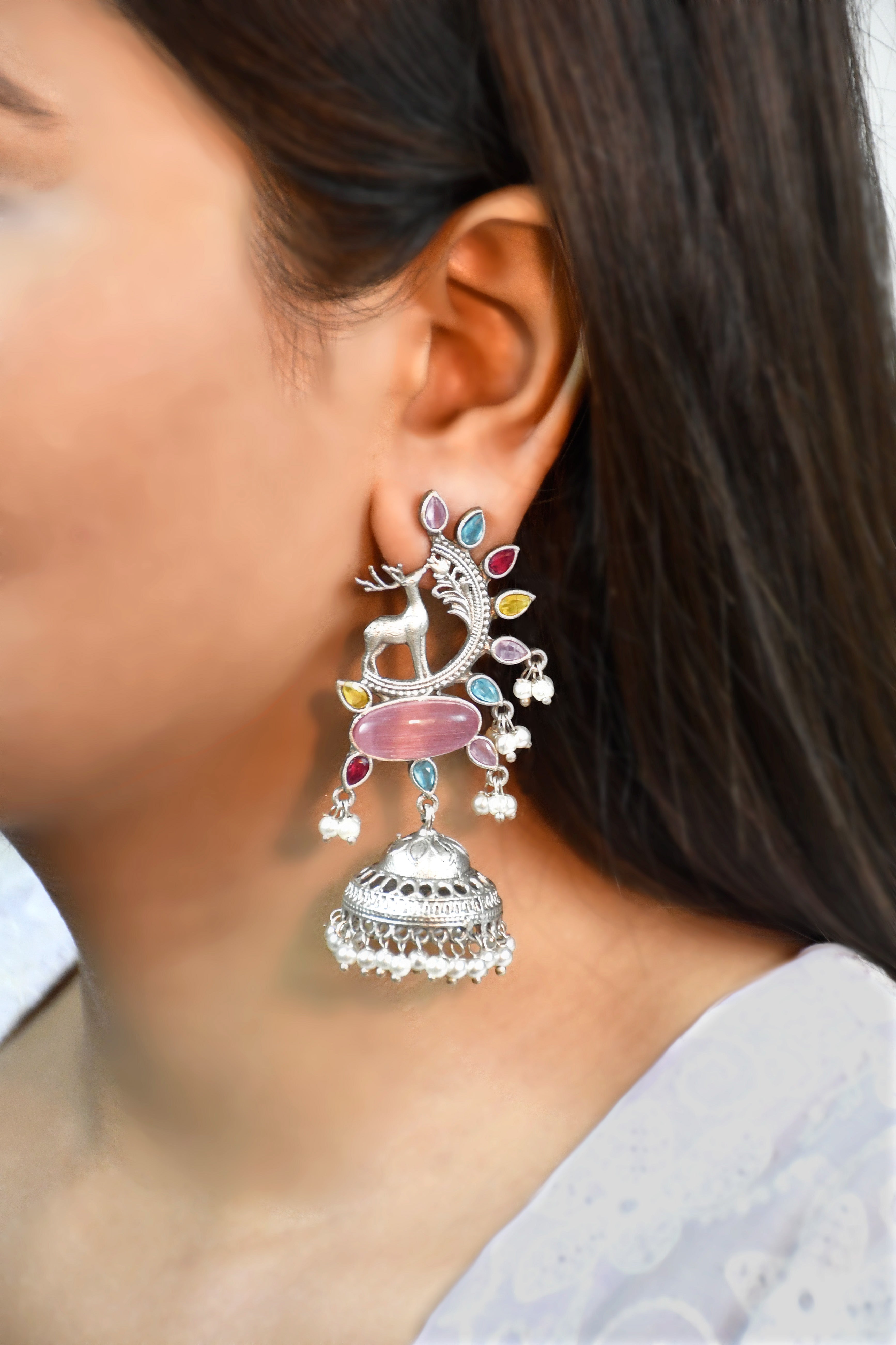 AAIRA OXIDISED JHUMKA EARRINGS