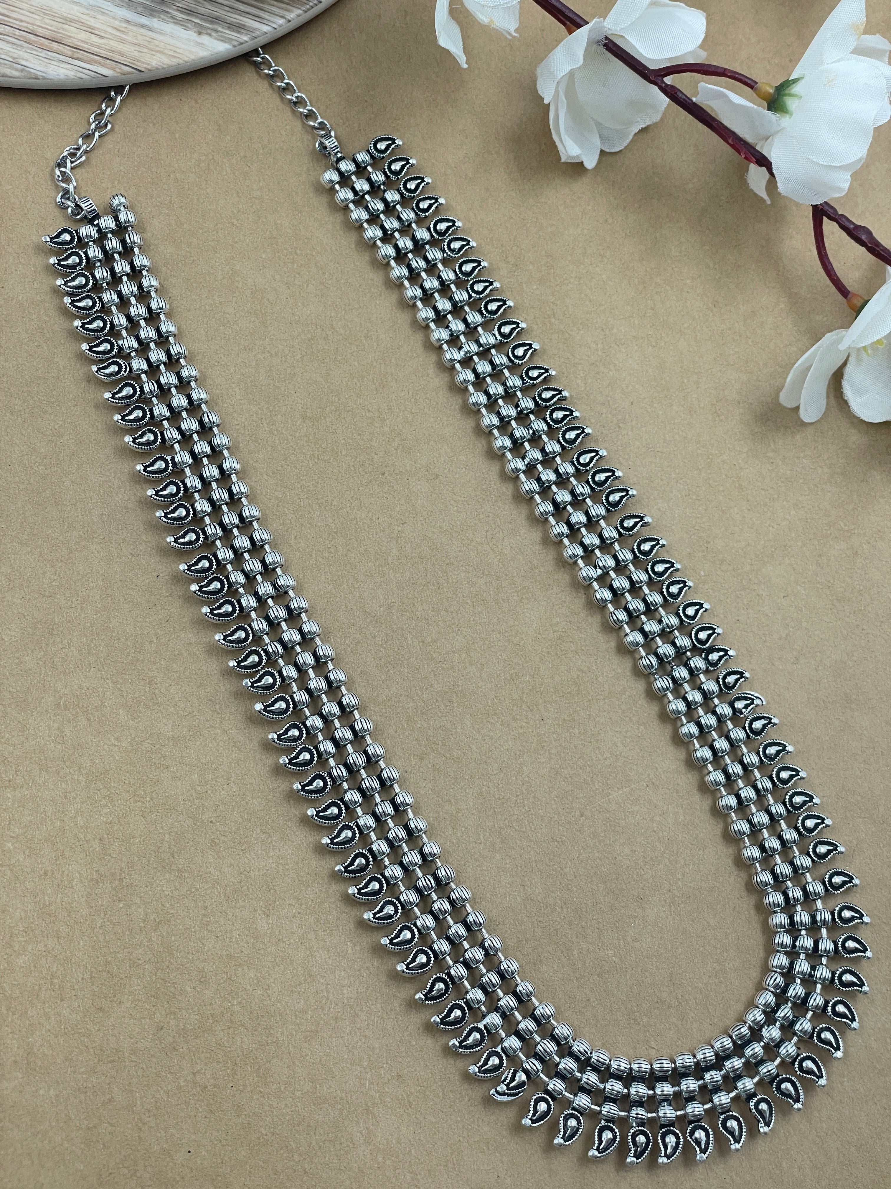 SHIKHA 3 LINE SILVER OXIDISED JEWELLERY SET COMBO