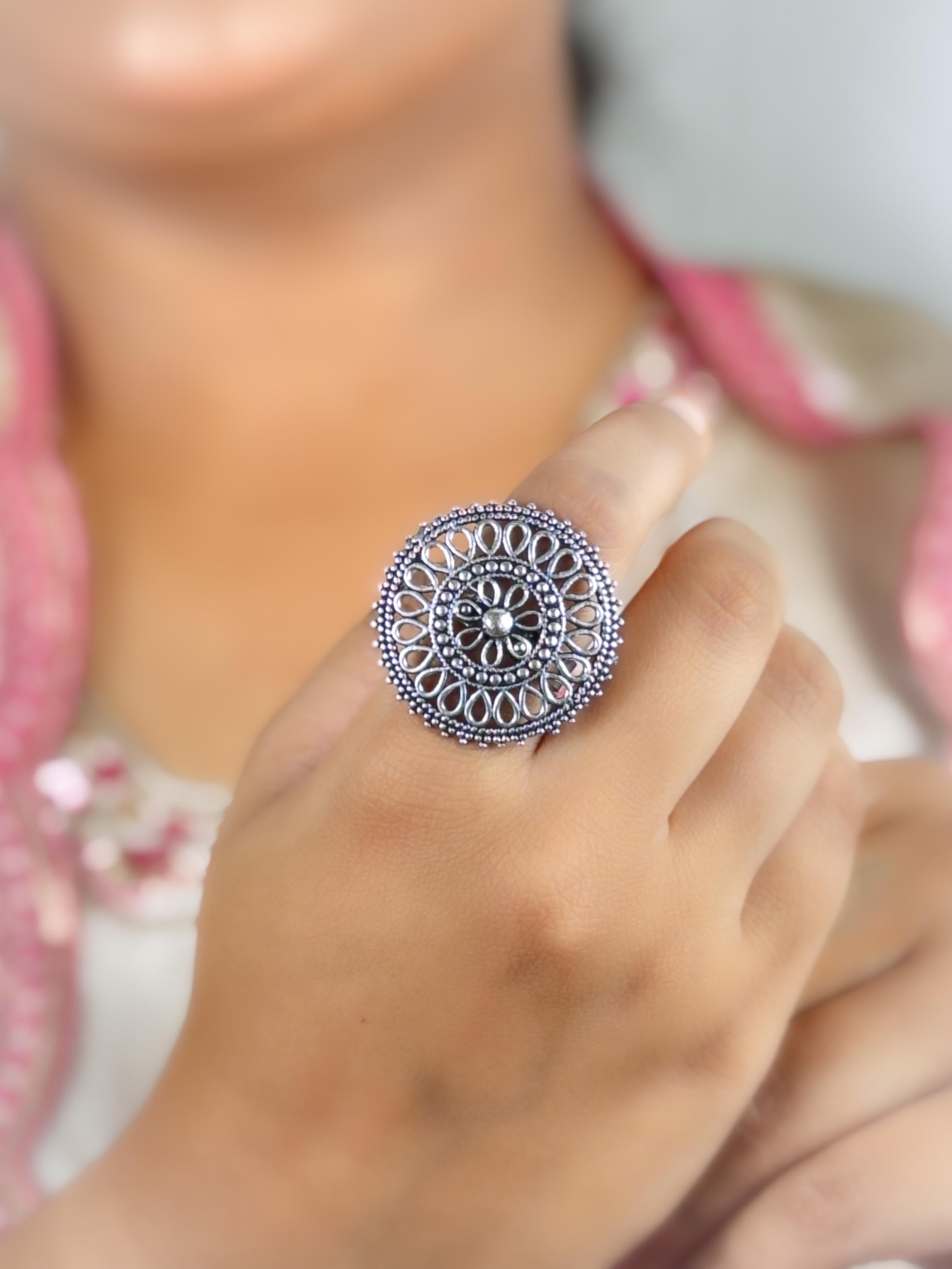 JIA DESIGNER OXIDISED SILVER RING