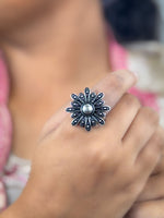 Load image into Gallery viewer, DIVYANSHI DESIGNER OXIDISED SILVER RING