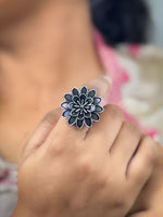 Load image into Gallery viewer, SHRIYA DESIGNER OXIDISED SILVER RING