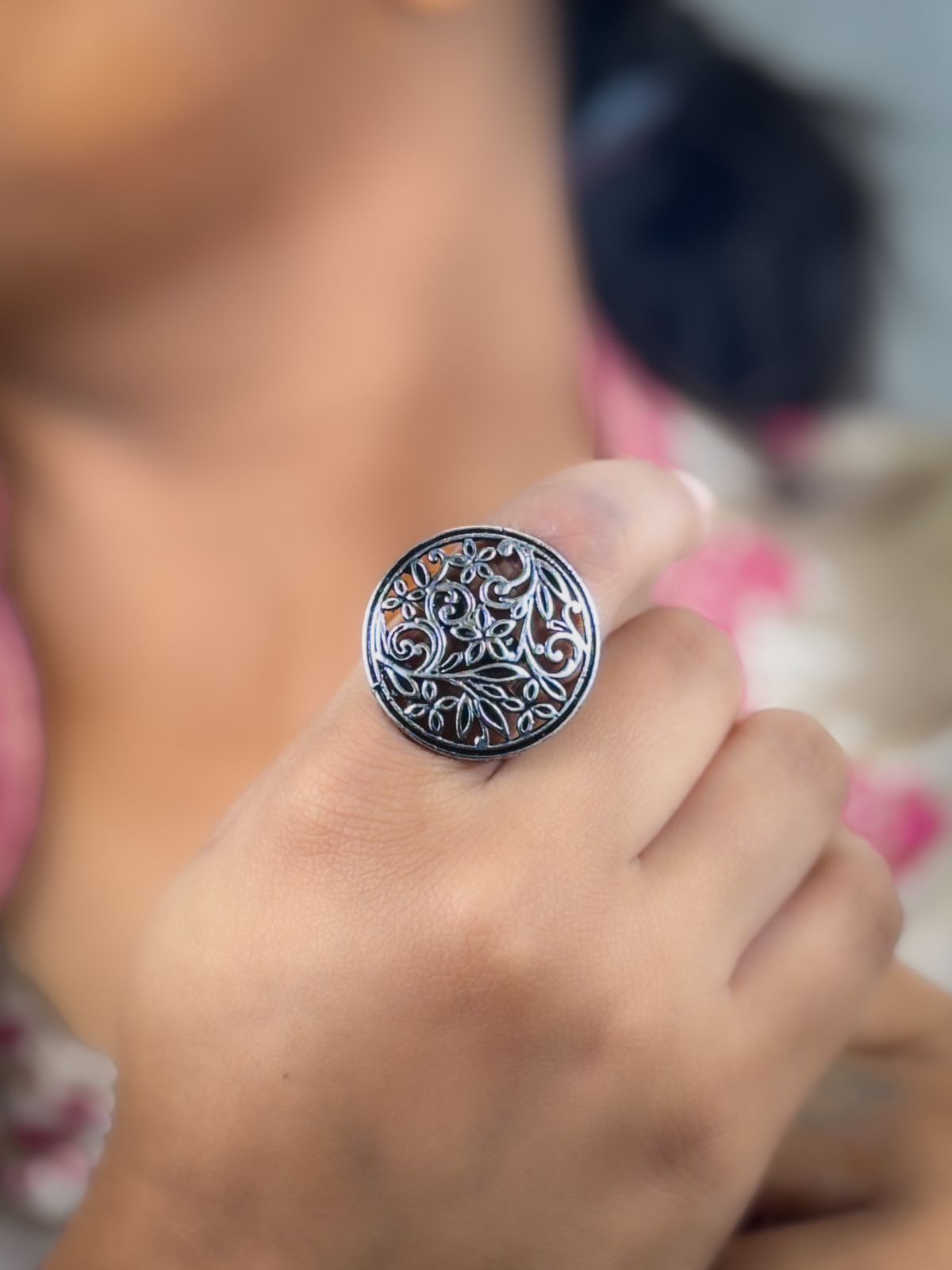 ALANKRITA DESIGNER OXIDISED SILVER  RING