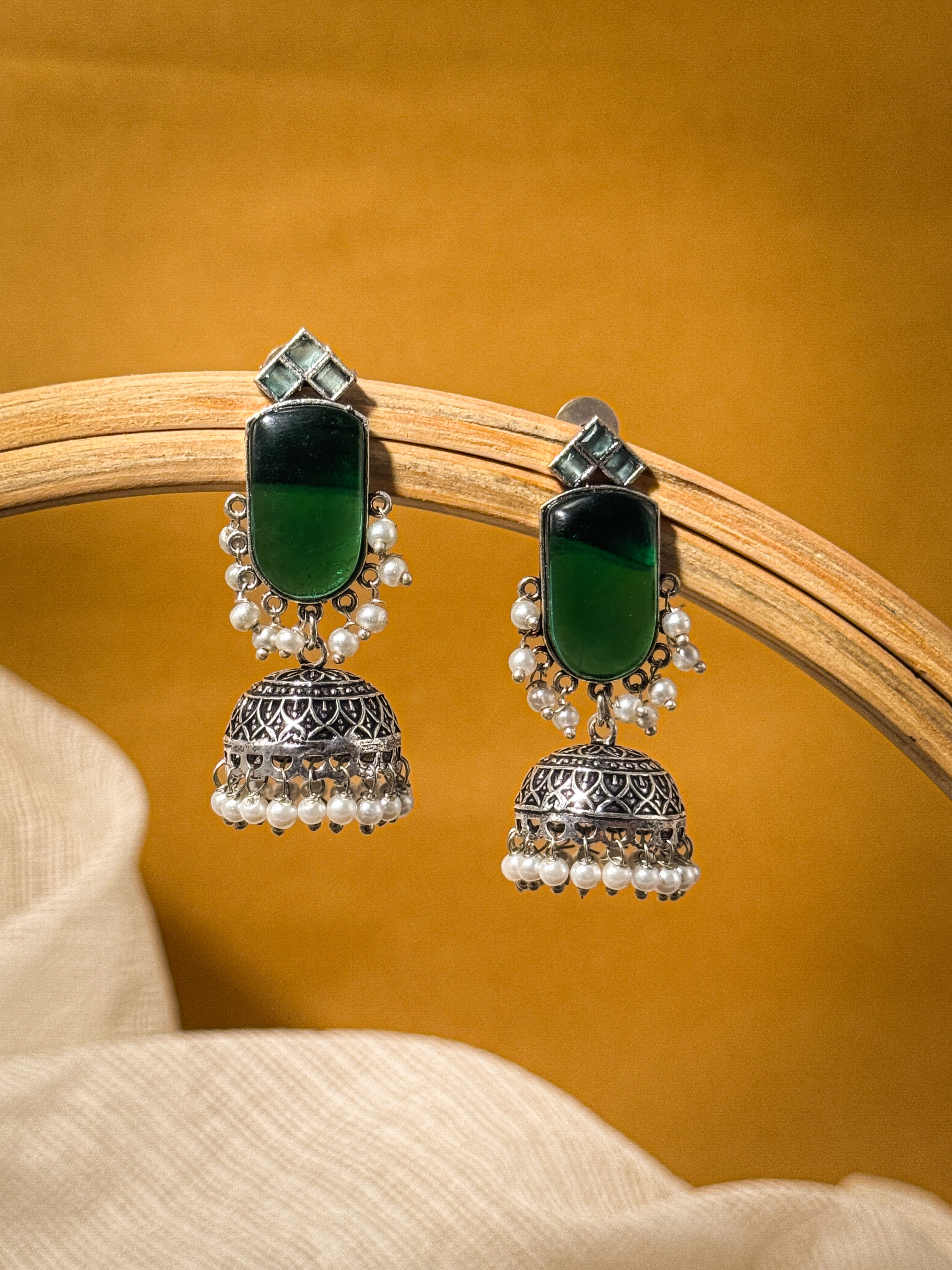 MIHIKA STONE JHUMKA EARRINGS