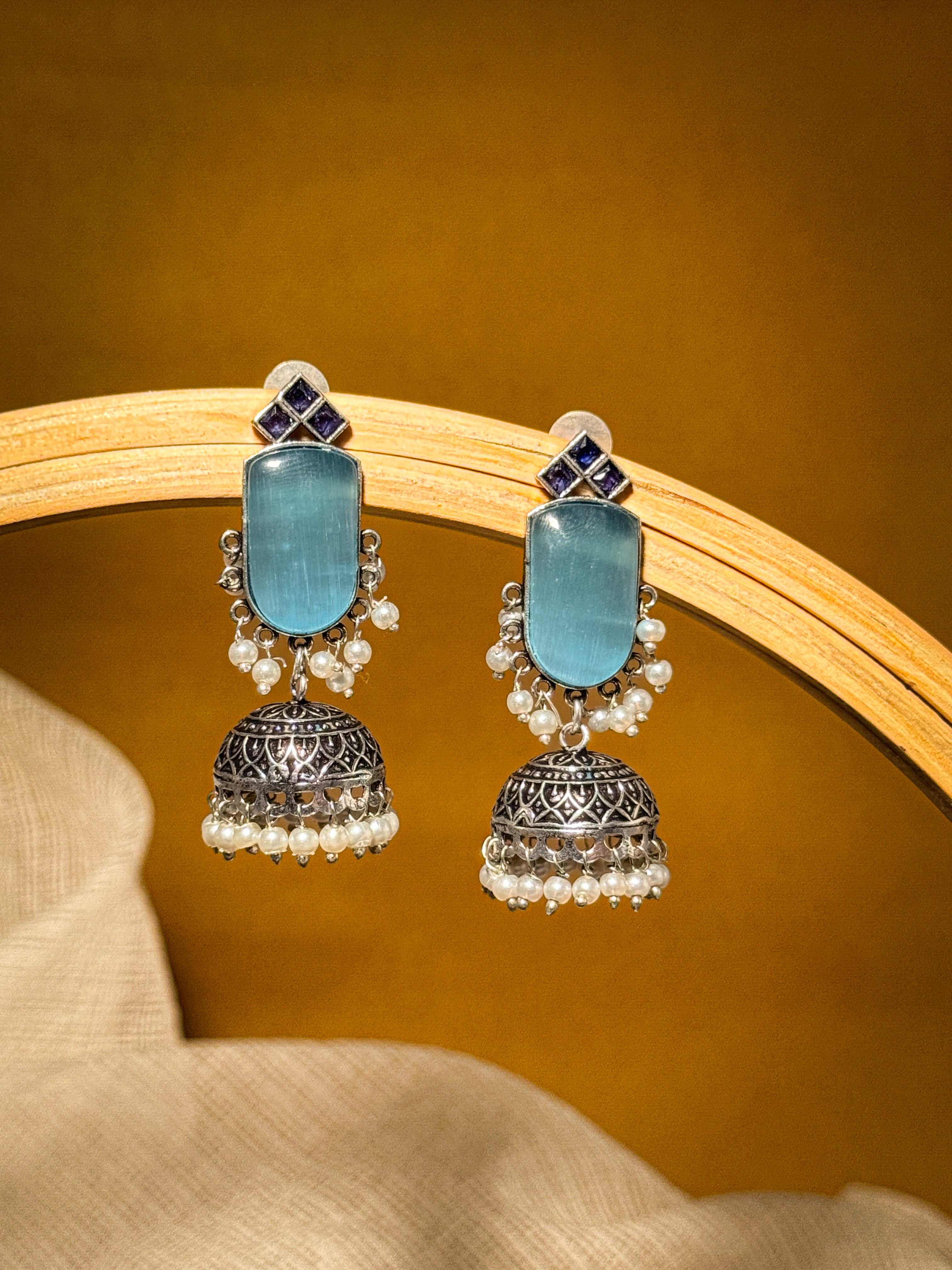 MIHIKA STONE JHUMKA EARRINGS