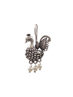 Load image into Gallery viewer, Pearl Plume Peacock Silver Lookalike Dangler Earrings