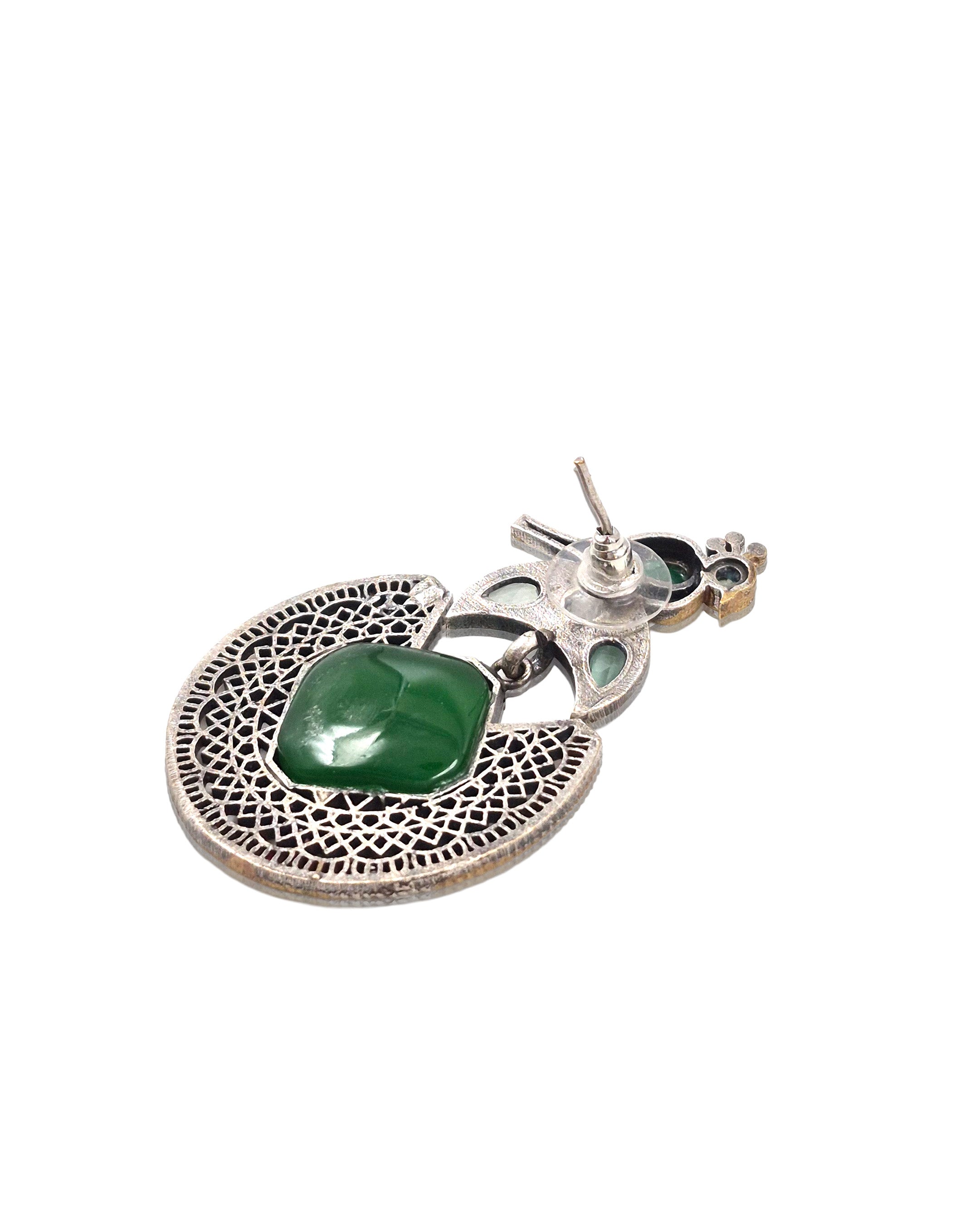 Royal Peacock Filigree Stone Earrings
