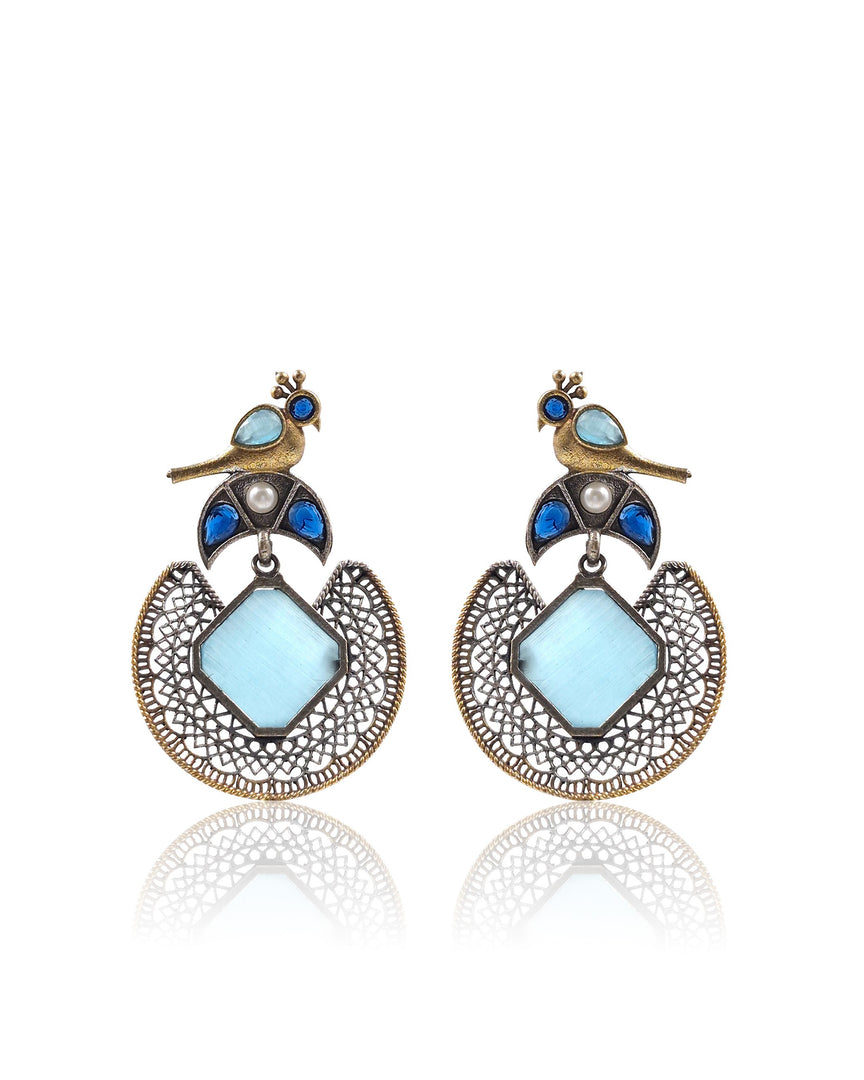 Peacock Stud Stone Earrings
