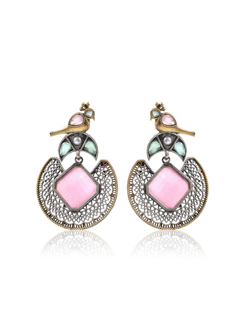 Peacock Stud Stone Earrings