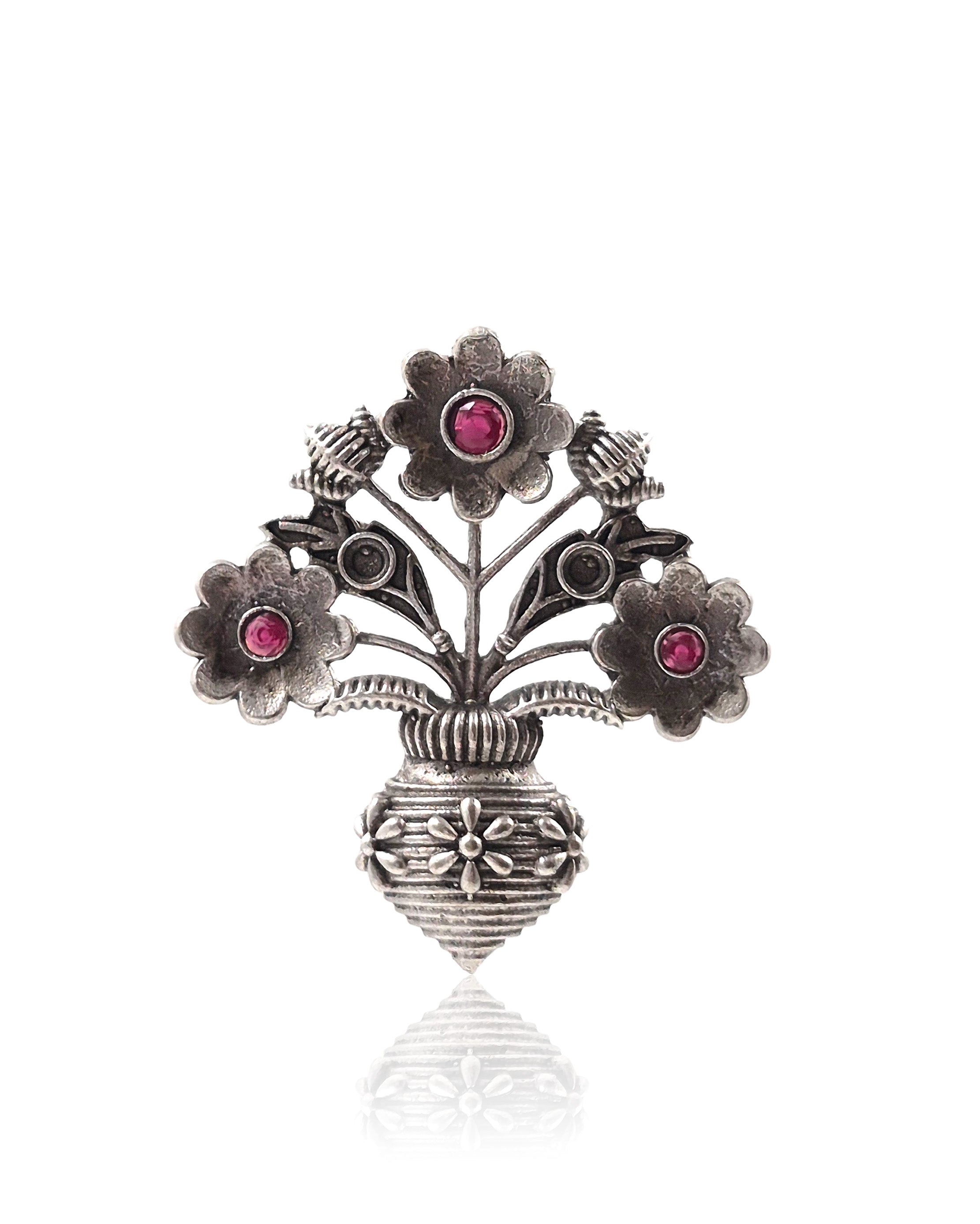 Unique Floral Pot Stud Earrings