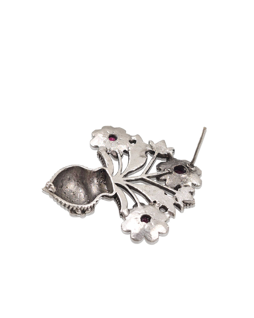 Unique Floral Pot Stud Earrings