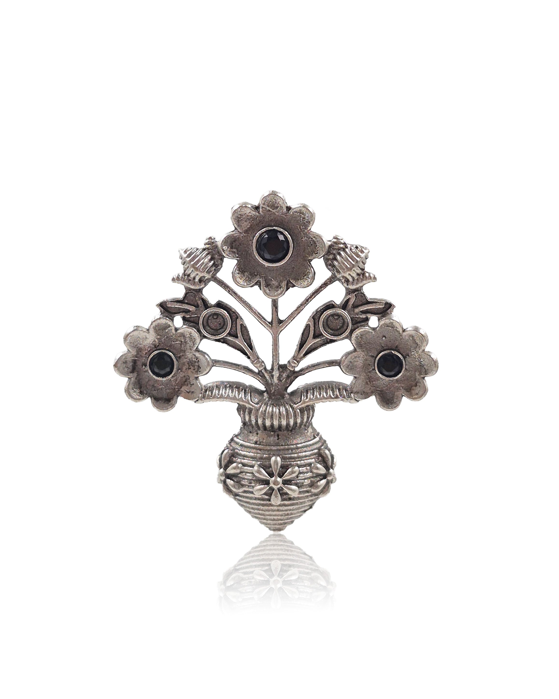 Unique Floral Pot Stud Earrings