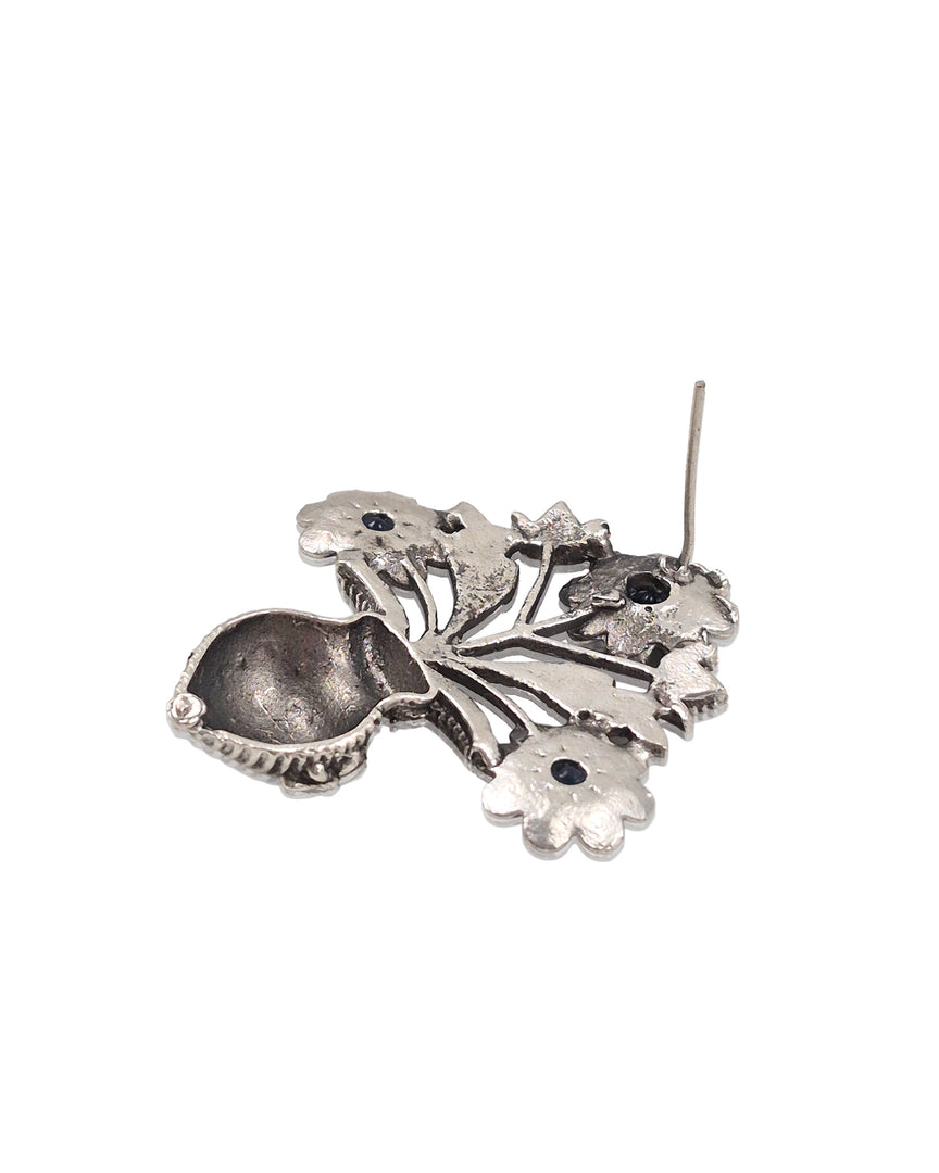Unique Floral Pot Stud Earrings