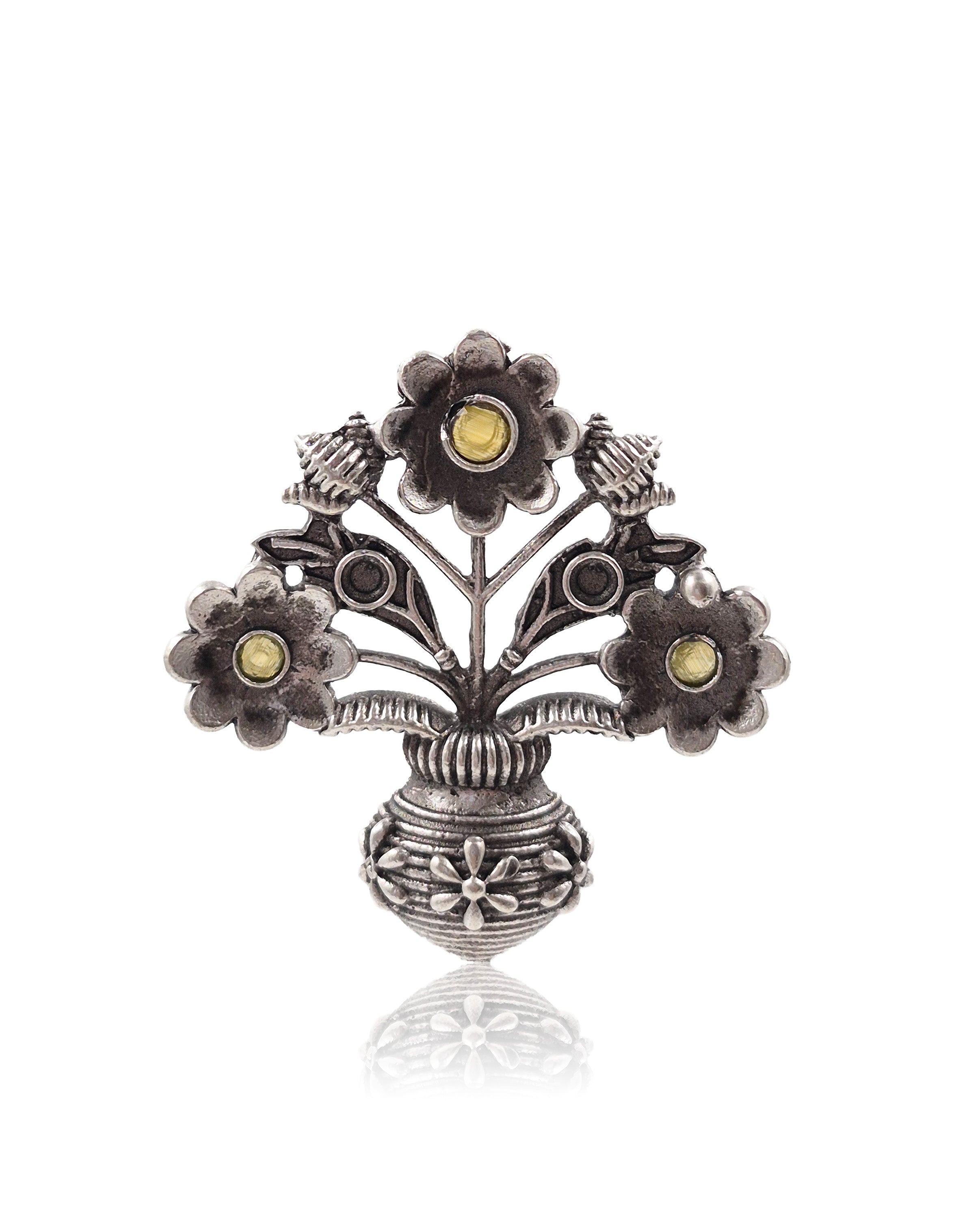 Unique Floral Pot Stud Earrings