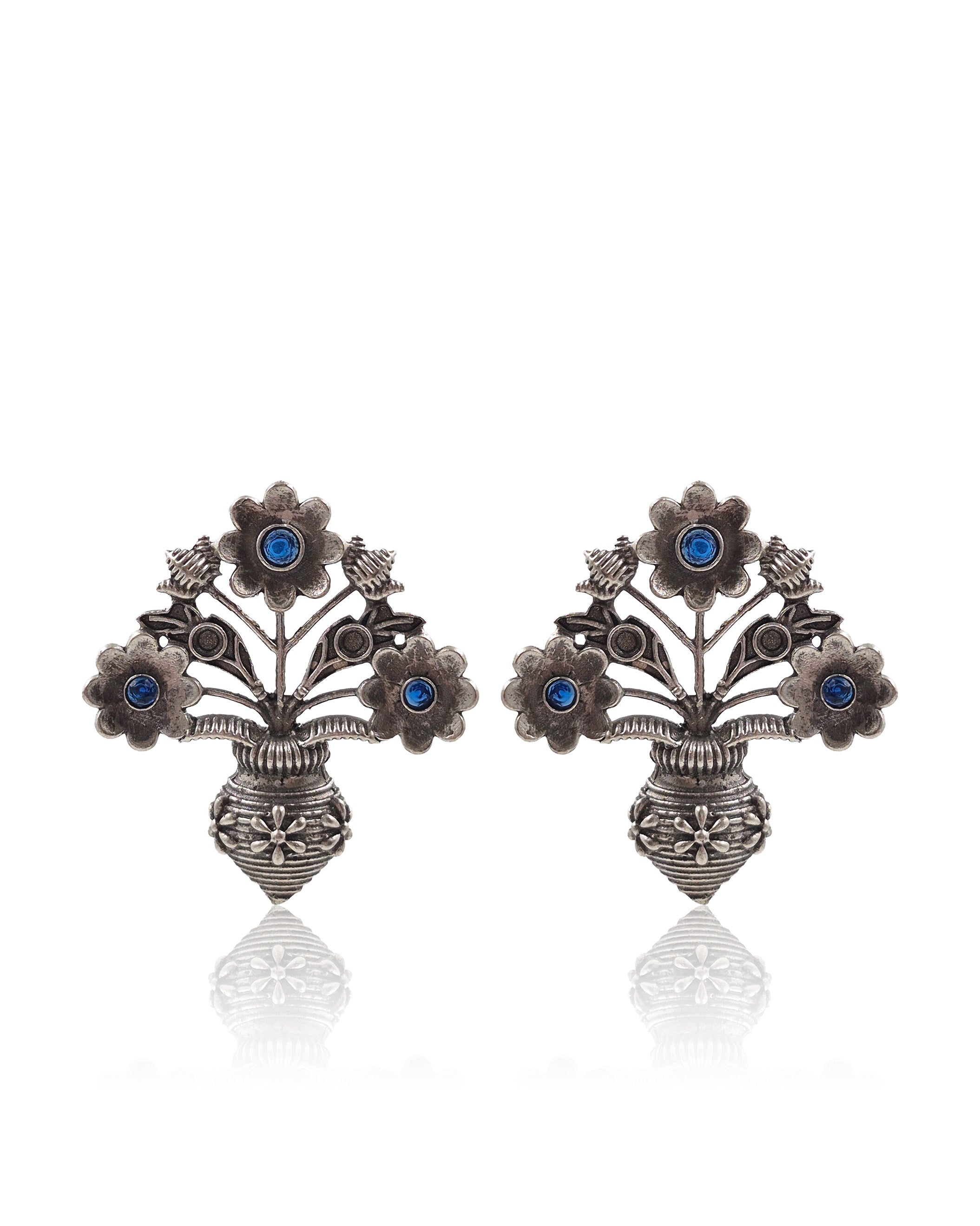 Unique Floral Pot Stud Earrings