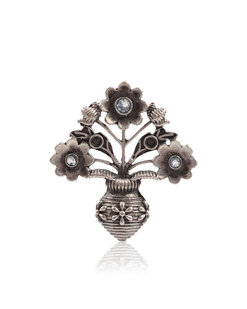 Unique Floral Pot Stud Earrings