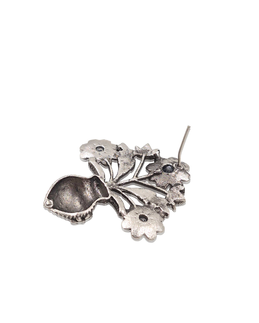Unique Floral Pot Stud Earrings
