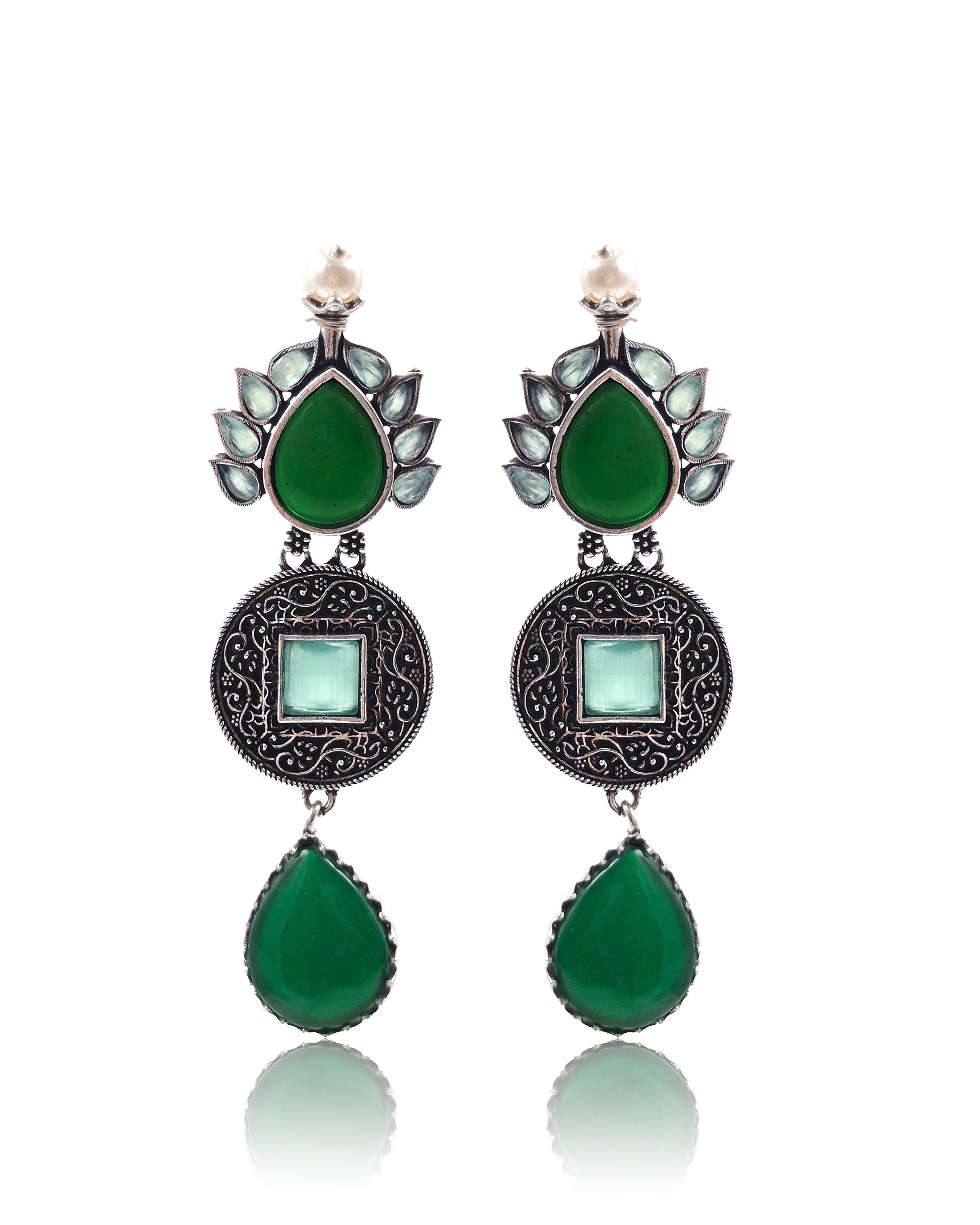 Mysticleaf Silver Bloom Stone Earrings