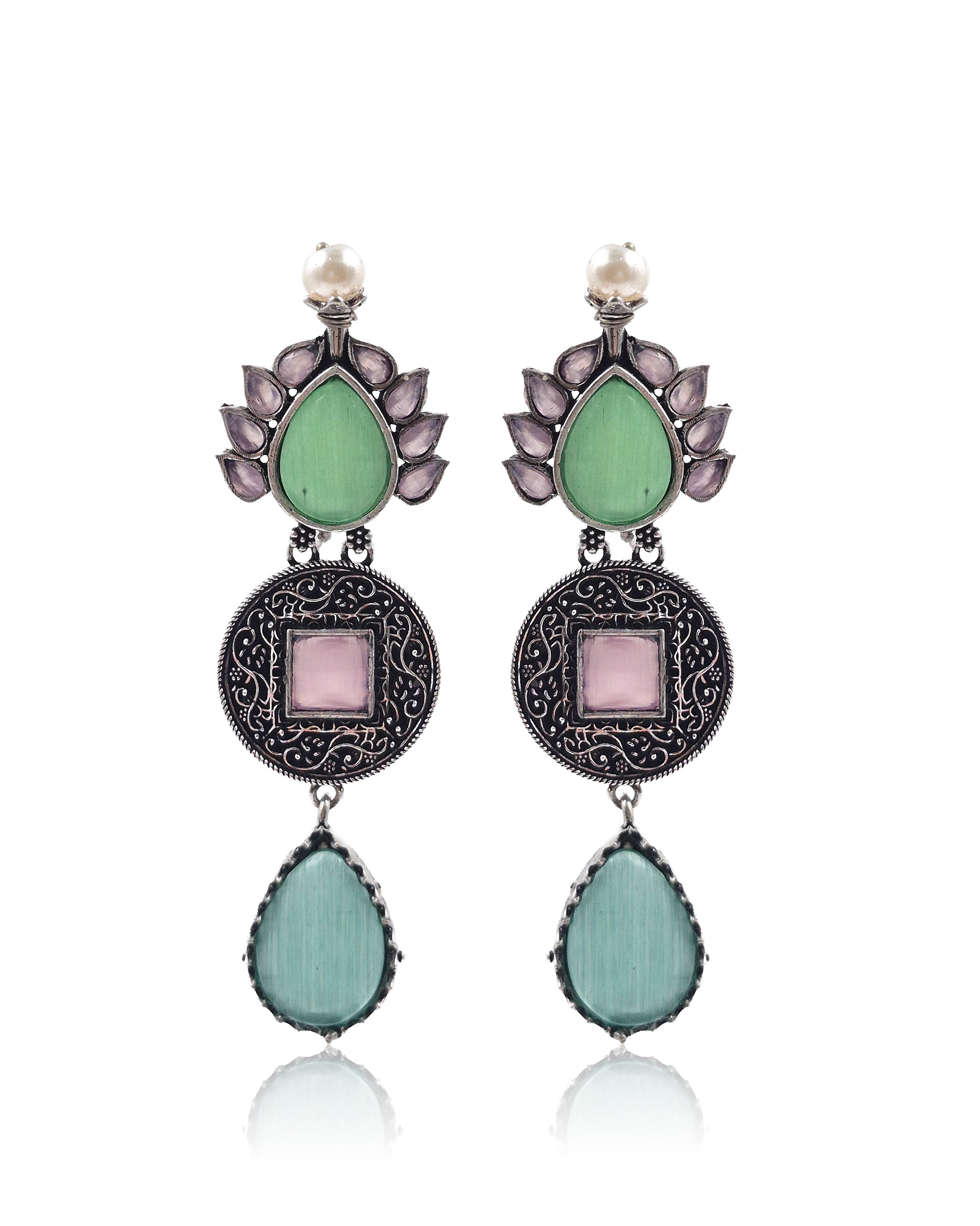 Mysticleaf Silver Bloom Stone Earrings