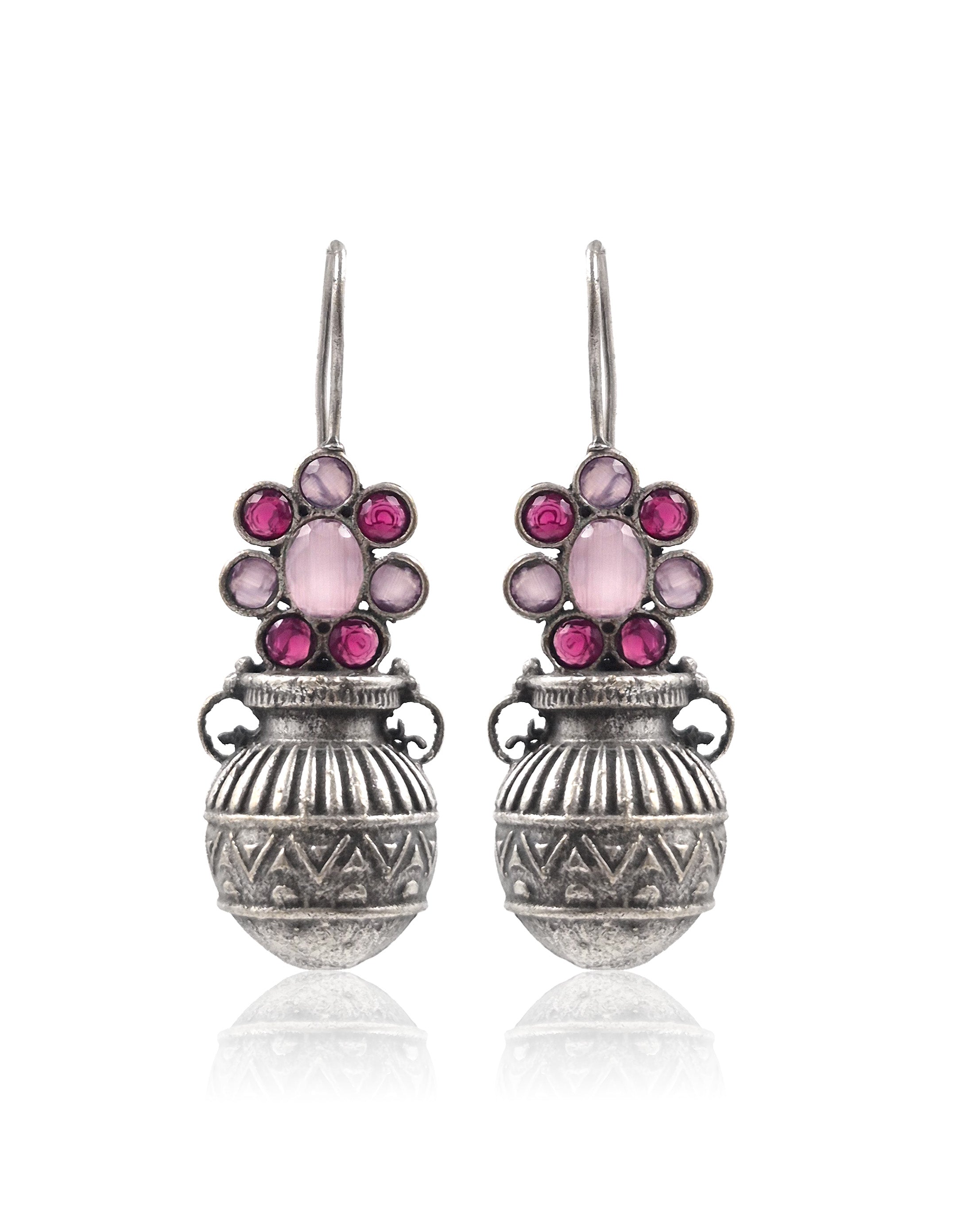Ruby Tribal Pot Stone Earrings