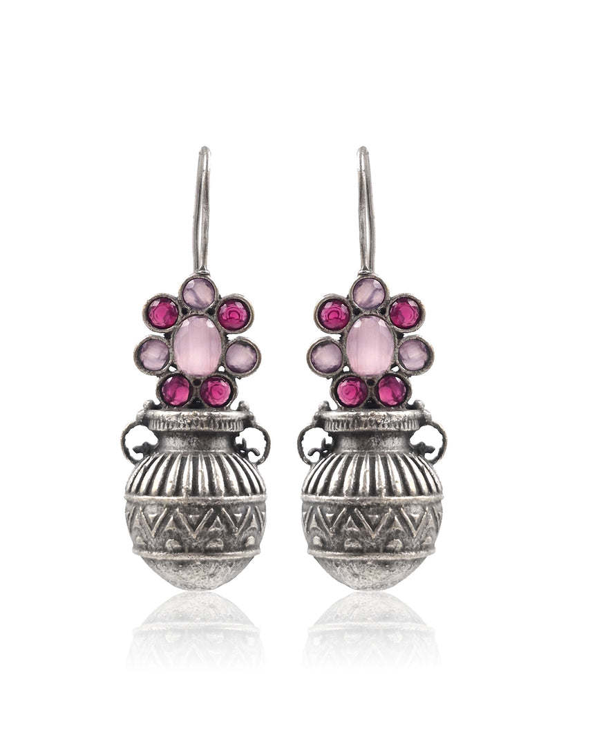Ruby Tribal Pot Stone Earrings