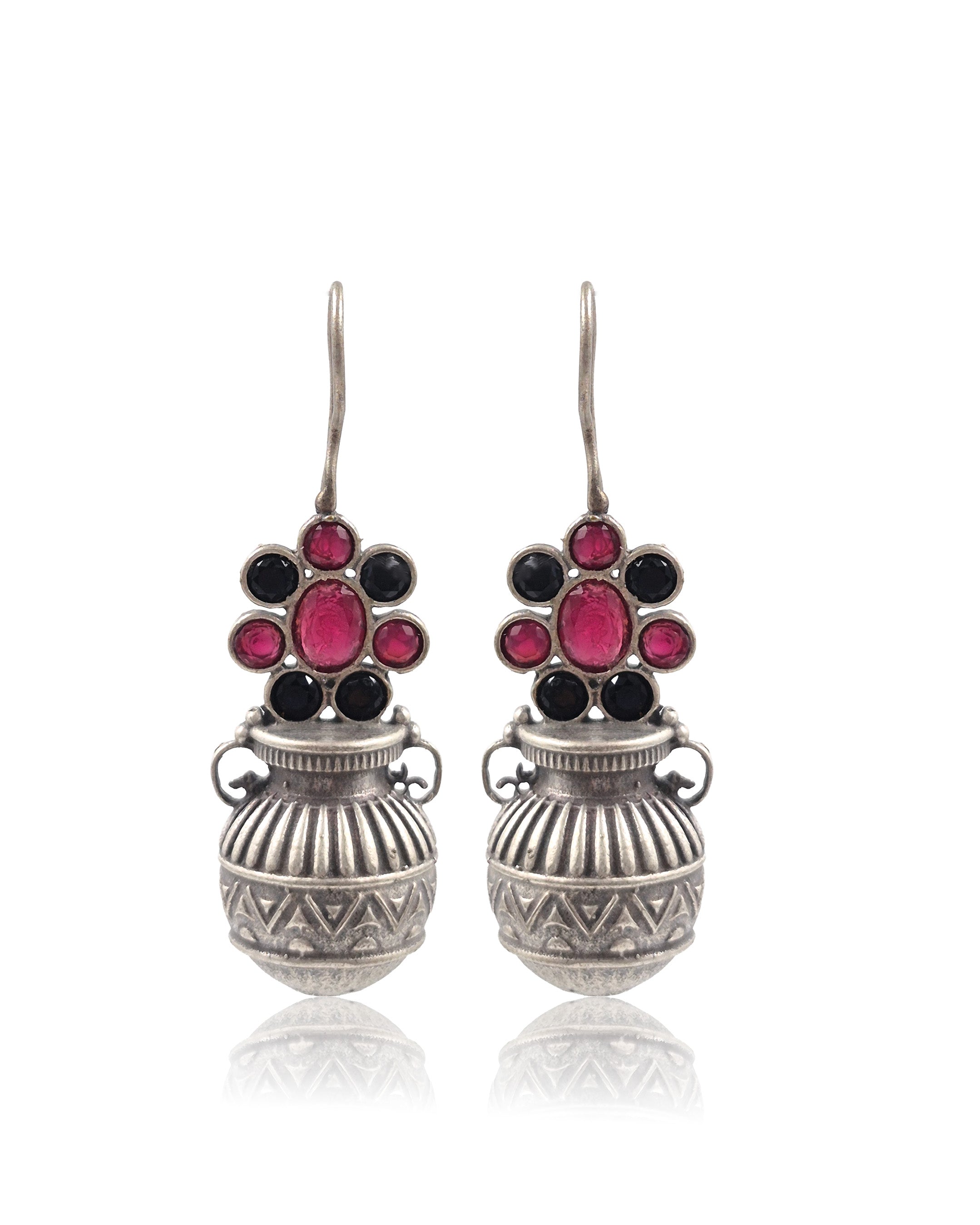 Ruby Tribal Pot Stone Earrings