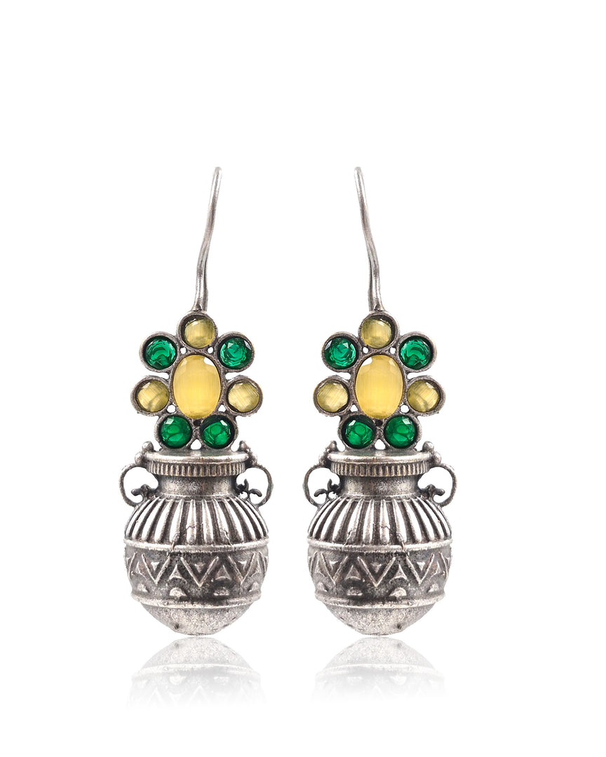 Ruby Tribal Pot Stone Earrings