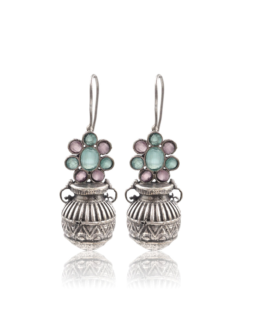 Ruby Tribal Pot Stone Earrings