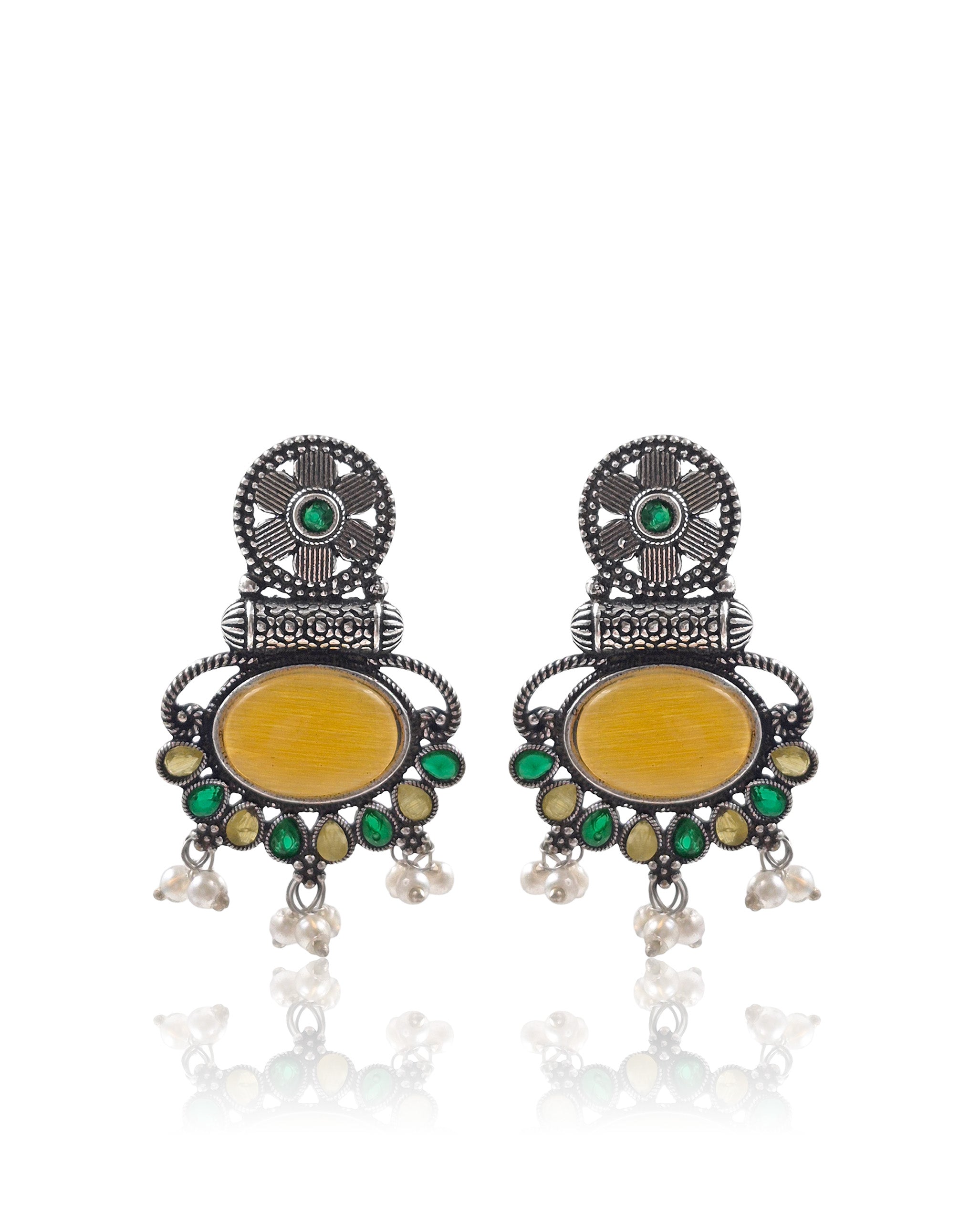 Prisha Ethnic Stone Earrings