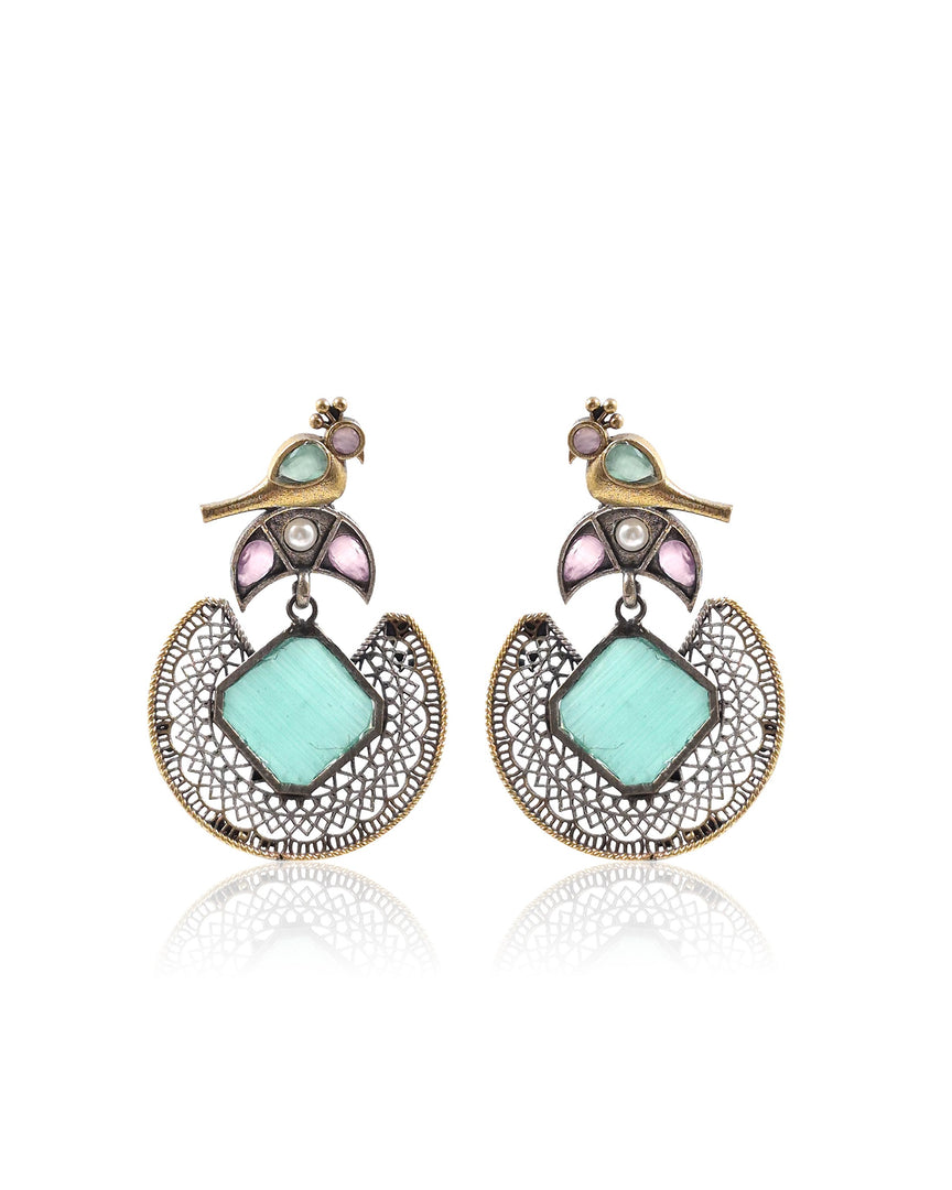 Peacock Stud Stone Earrings