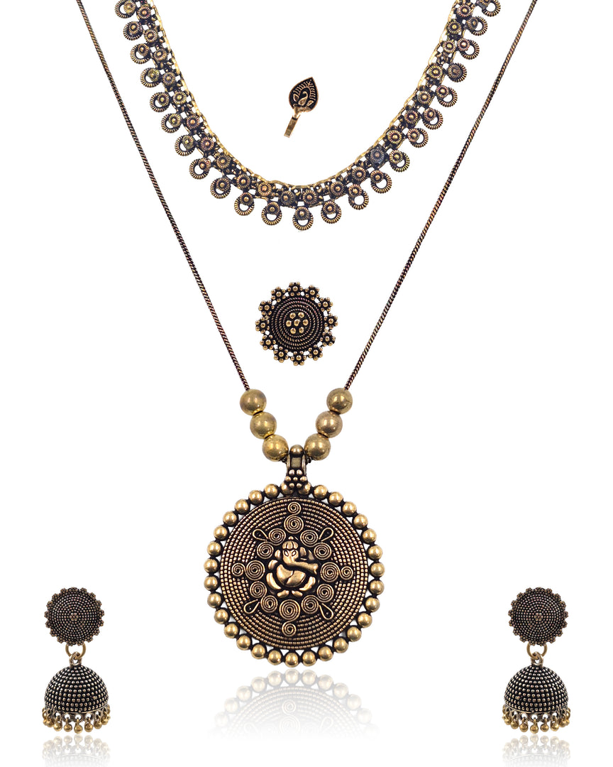 Oxidised Golden Jewellery Set